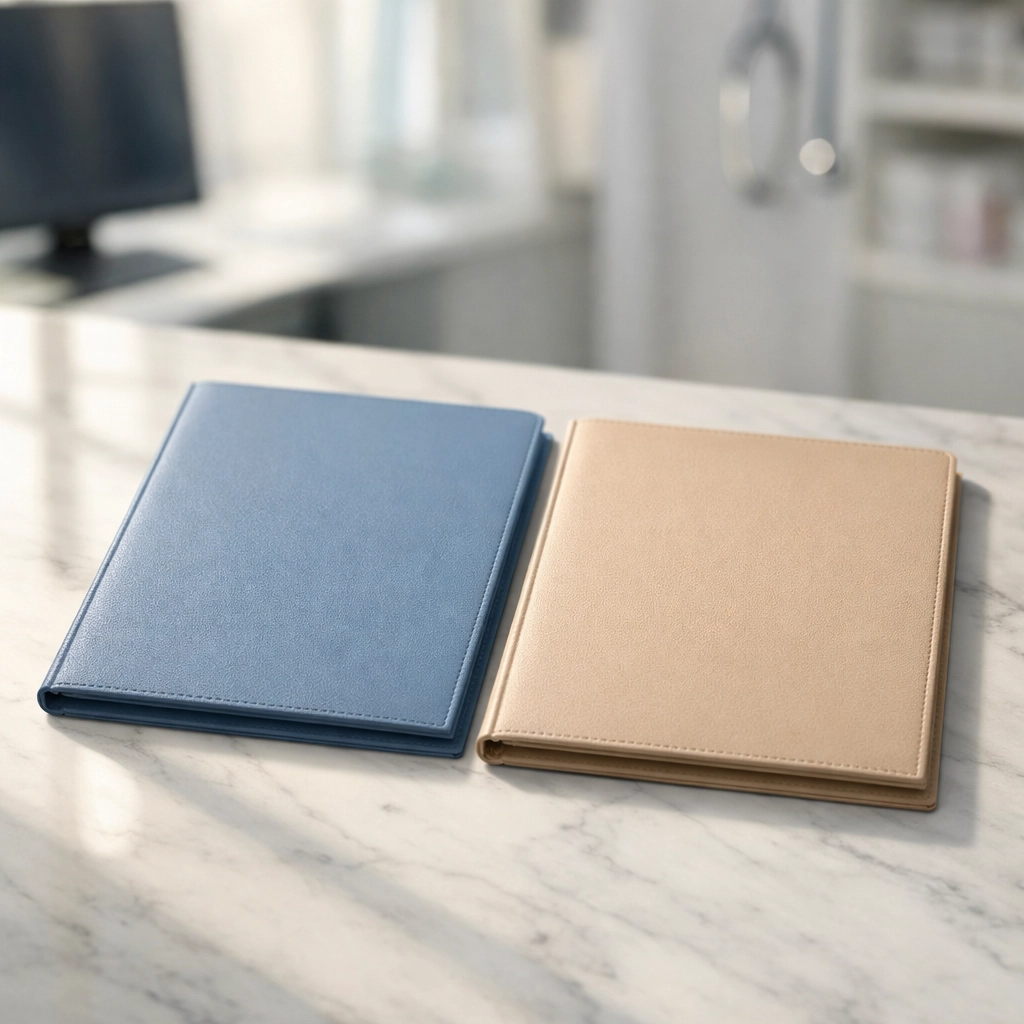 Separate personnel and medical folders on a desk ensuring behavioral health compliance and staff privacy.