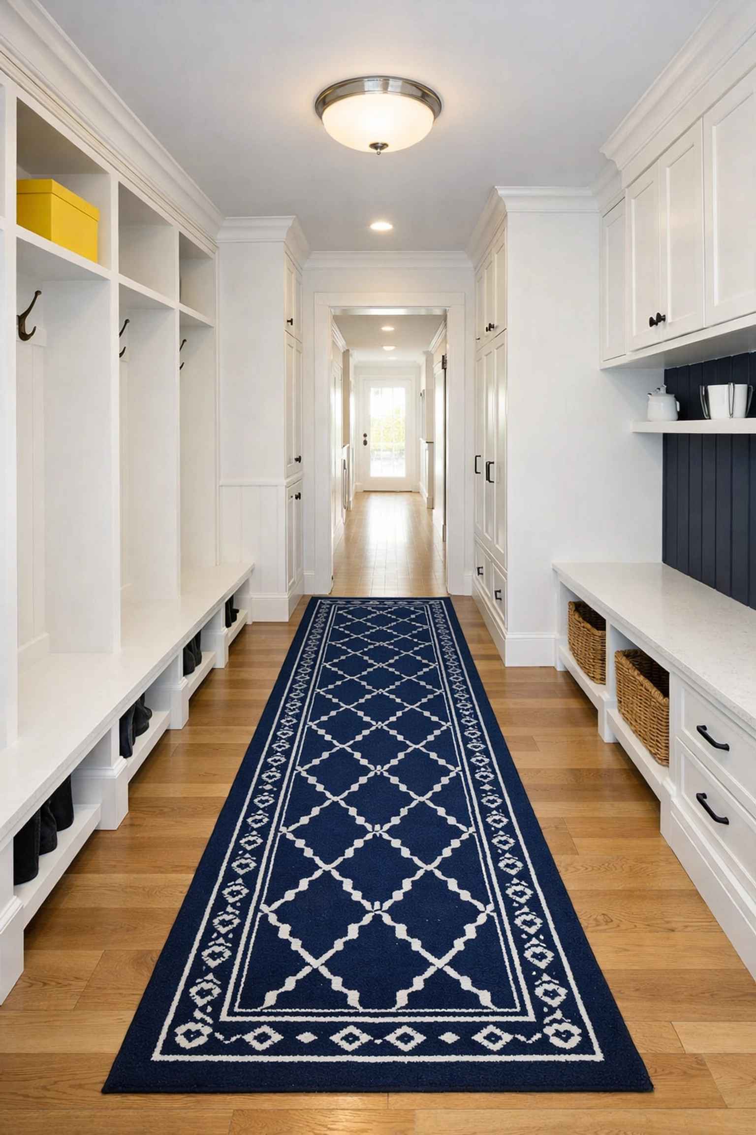 Organized and sparkling entryway in a Massachusetts home after a systematic professional house cleaning.