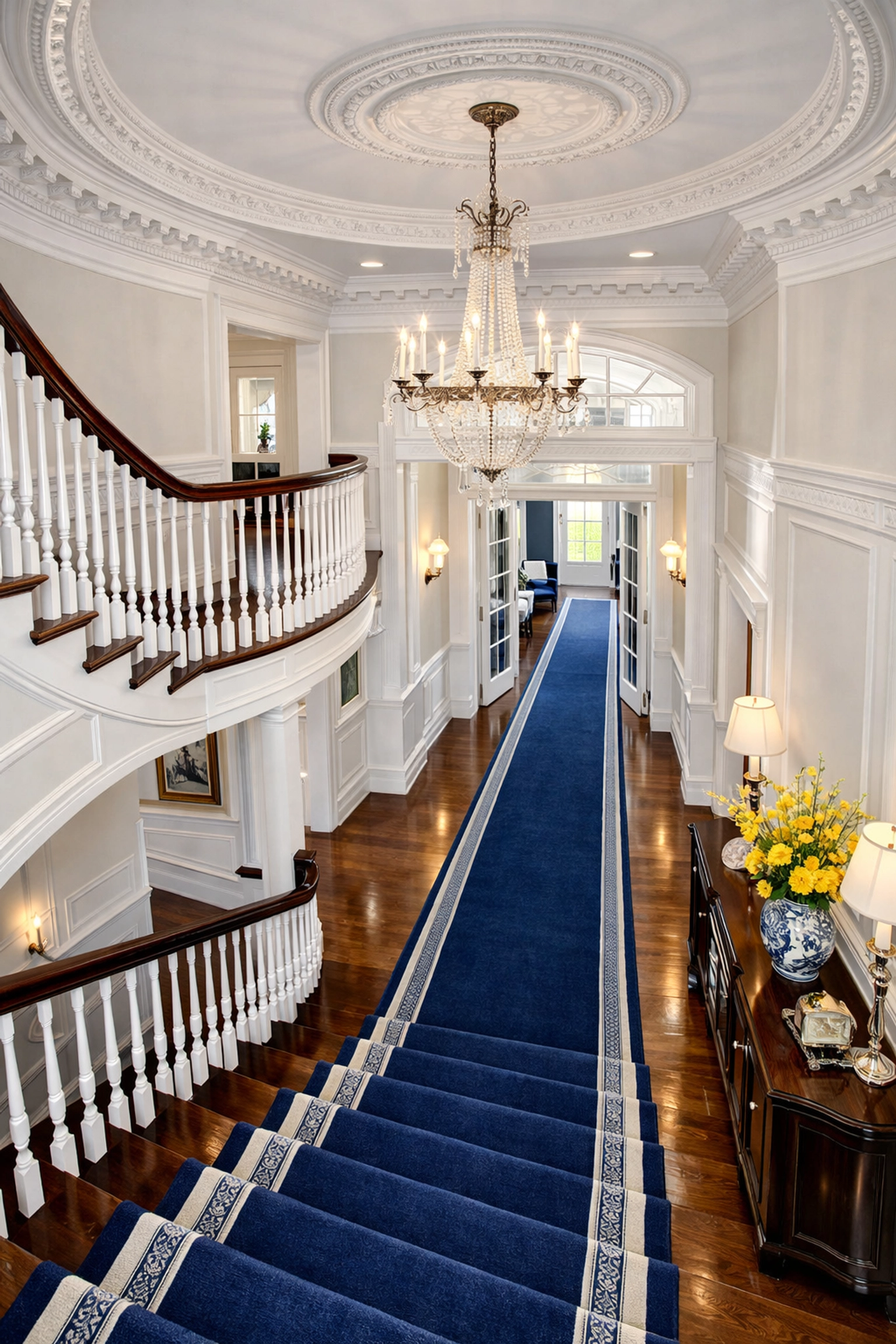 Dust-free grand foyer with white trim, a signature of premium residential cleaning Massachusetts for Dover residents.