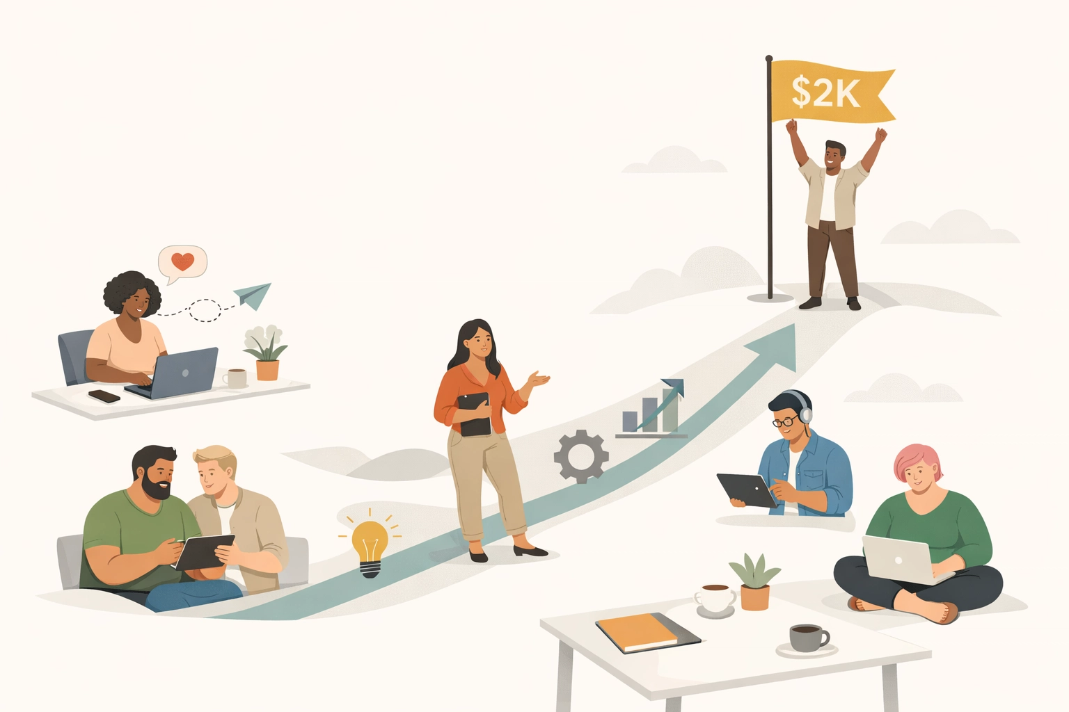 Minimal professional image representing a business growth roadmap to first $2K month.