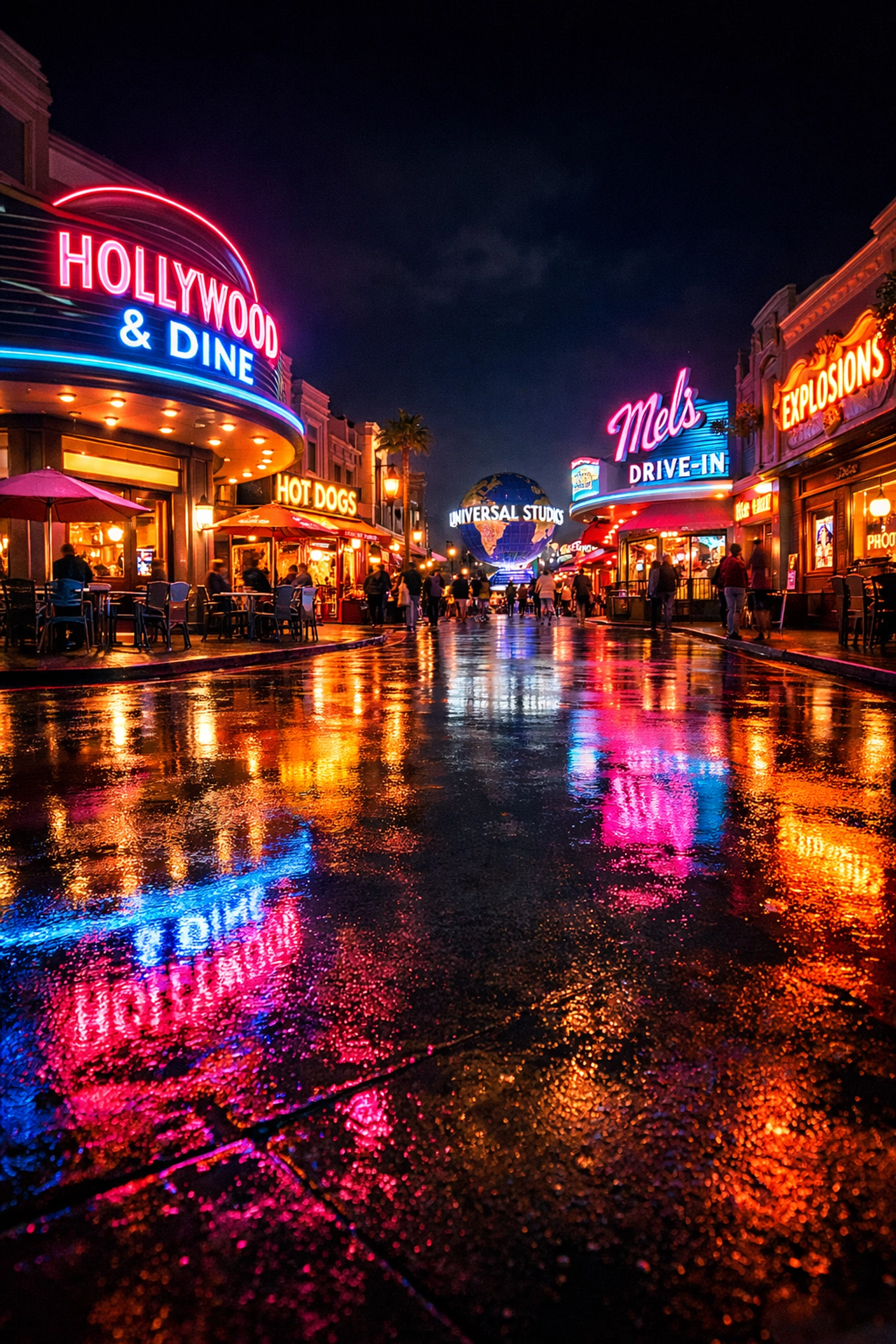 Neon lights and reflections on the Upper Lot, perfect photo spots for night photography in 2026.