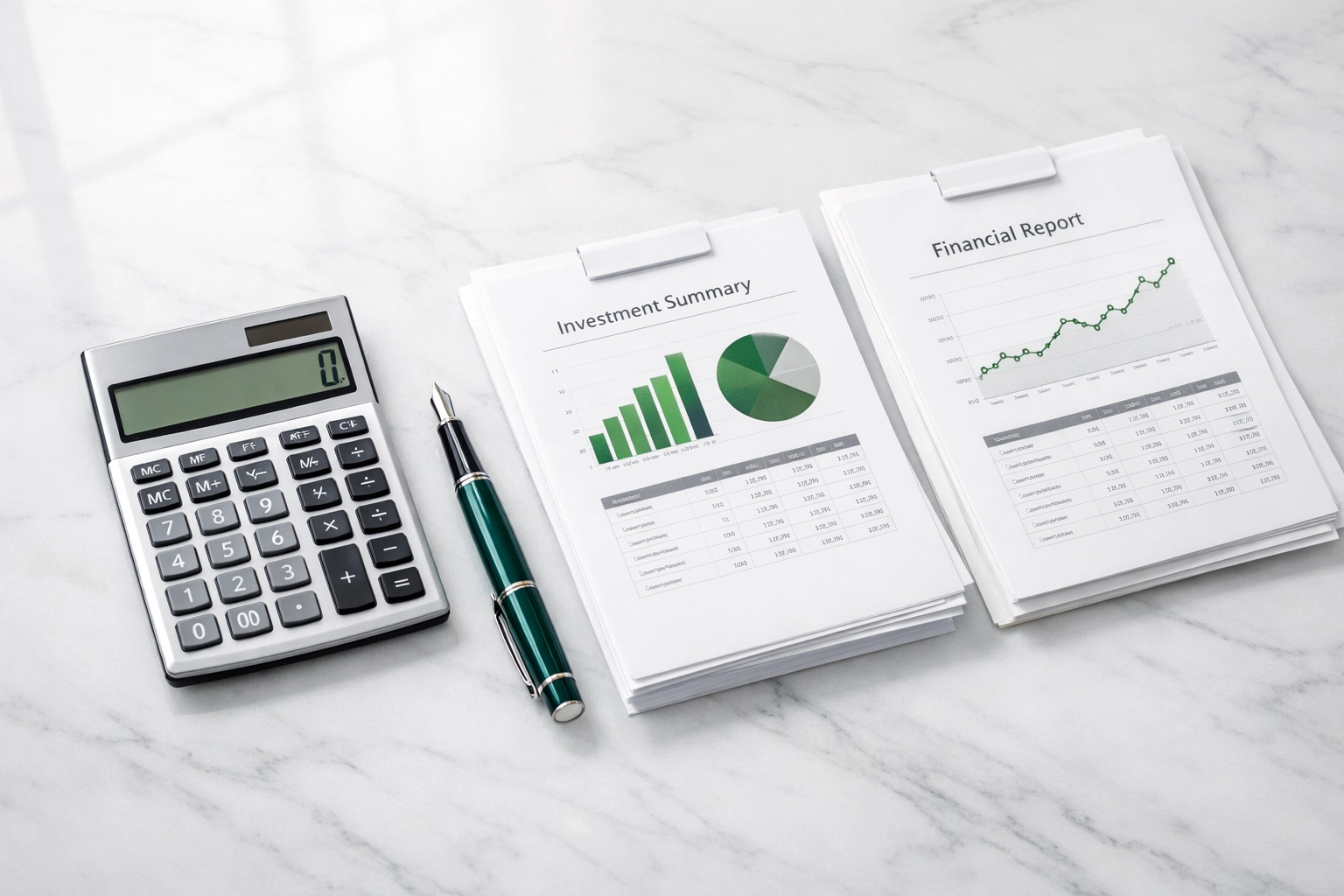 Professional desk with financial documents for calculating hard money loan costs in Florida.