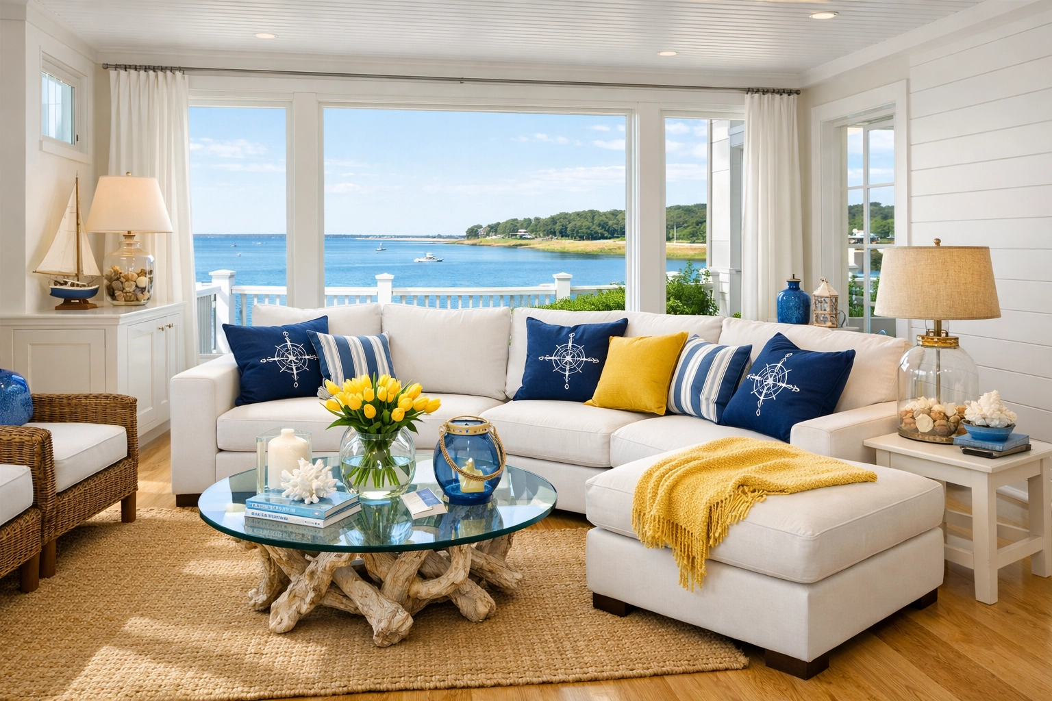 Pristine coastal living room in Bourne showing a dust-free interior after a weekly house cleaning service.
