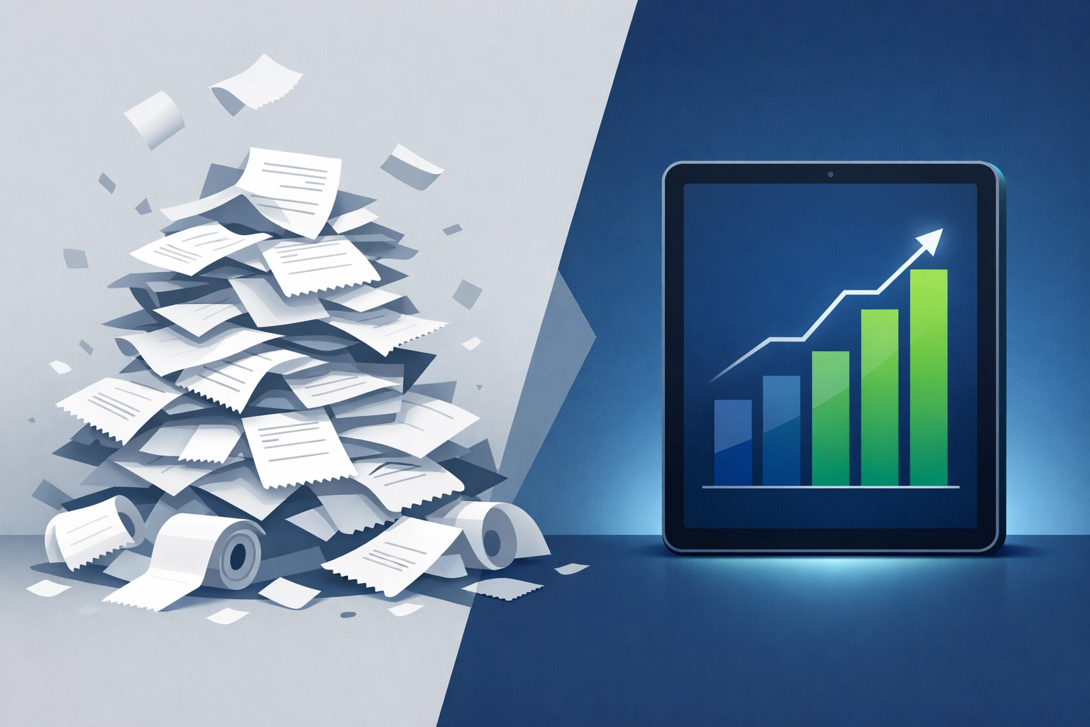 Organizing business receipts on a digital tablet to maximize tax refund and simplify audits.