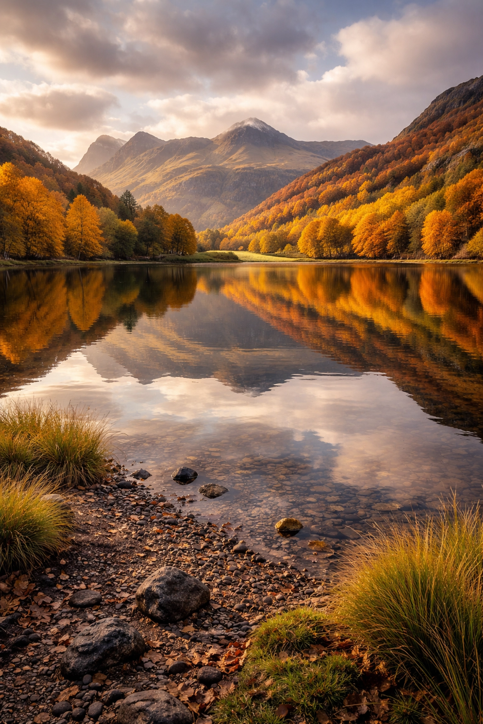 Lake District autumn landscape with vibrant foliage, an ideal setting for guided walks UK.