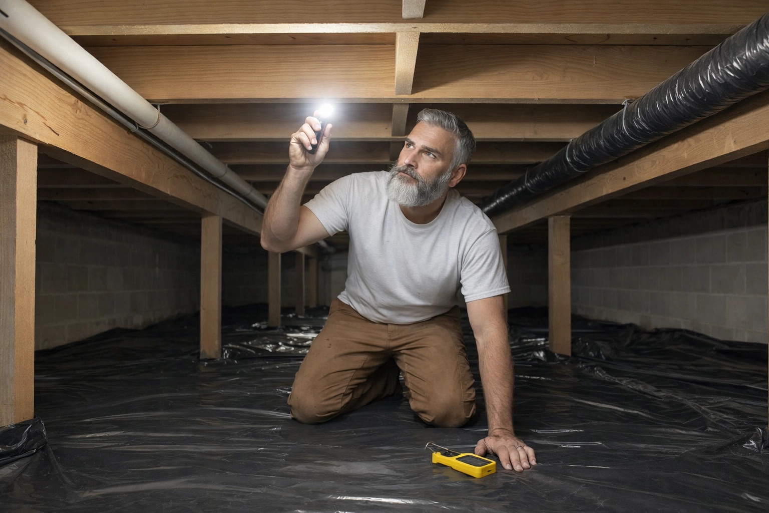 Crawl Space Inspection by Technician
