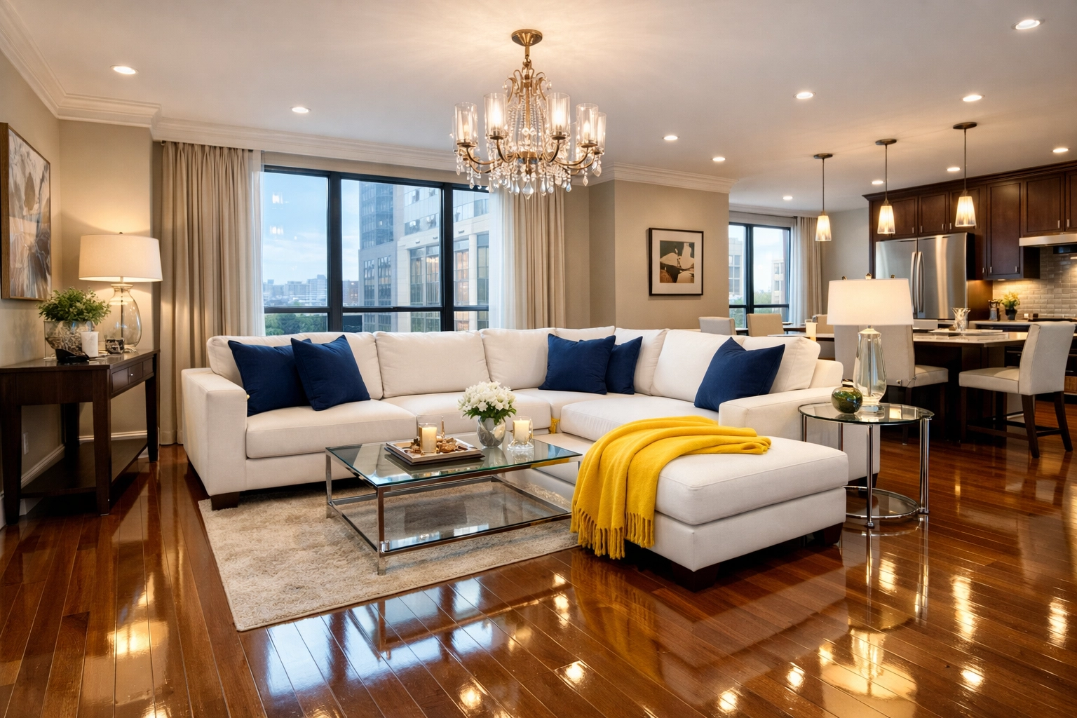 Clean and organized Springfield apartment living room following a professional deep clean service.