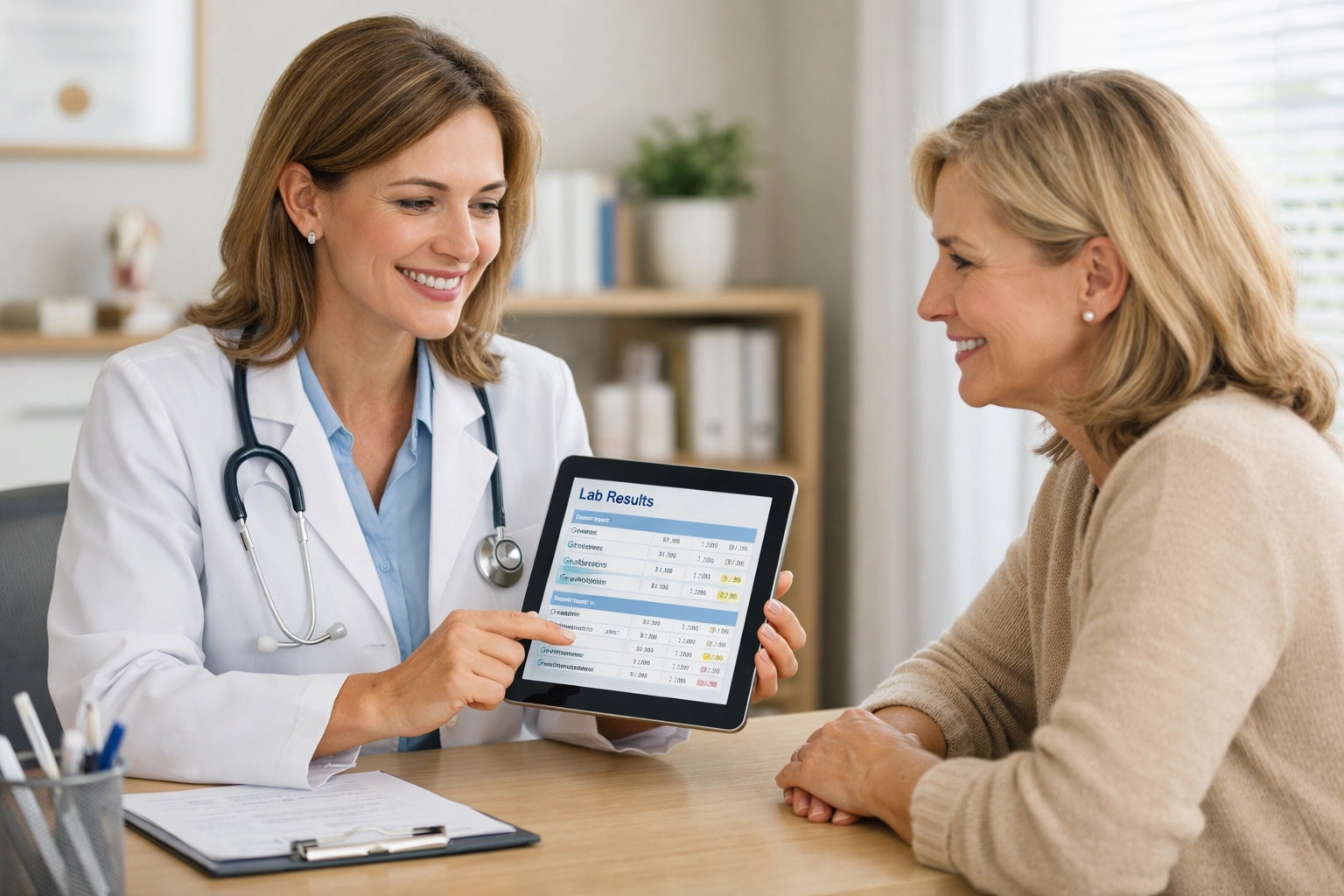 Healthcare provider consulting patient about IV therapy treatment plan