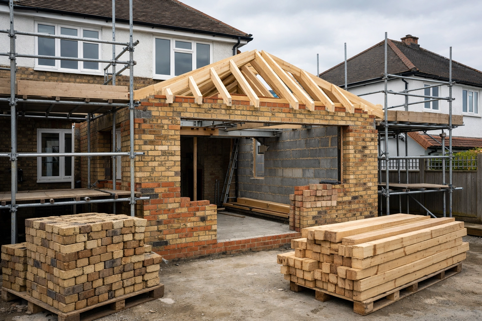 Chingford builders start an extension project