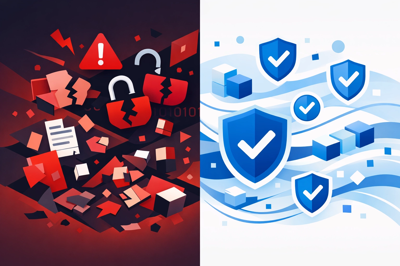 Before and after comparison showing security improvement from vulnerable passwords to MFA protection