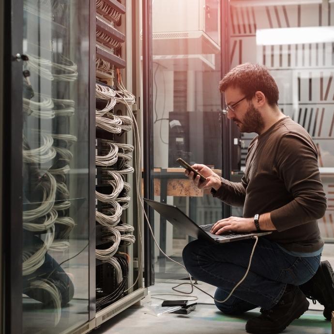 Technician performing maintenance