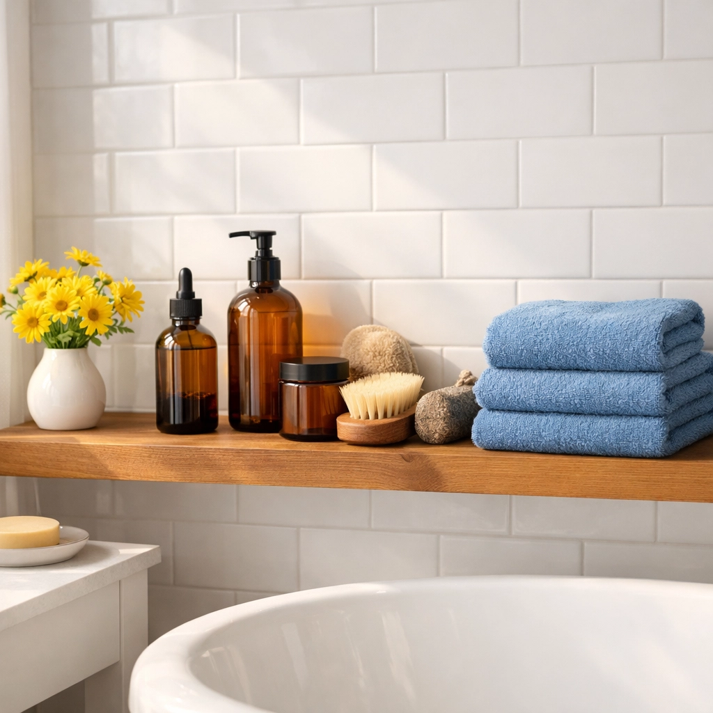 Sparkling white subway tile bathroom representing a thorough move-out cleaning service in Worcester.
