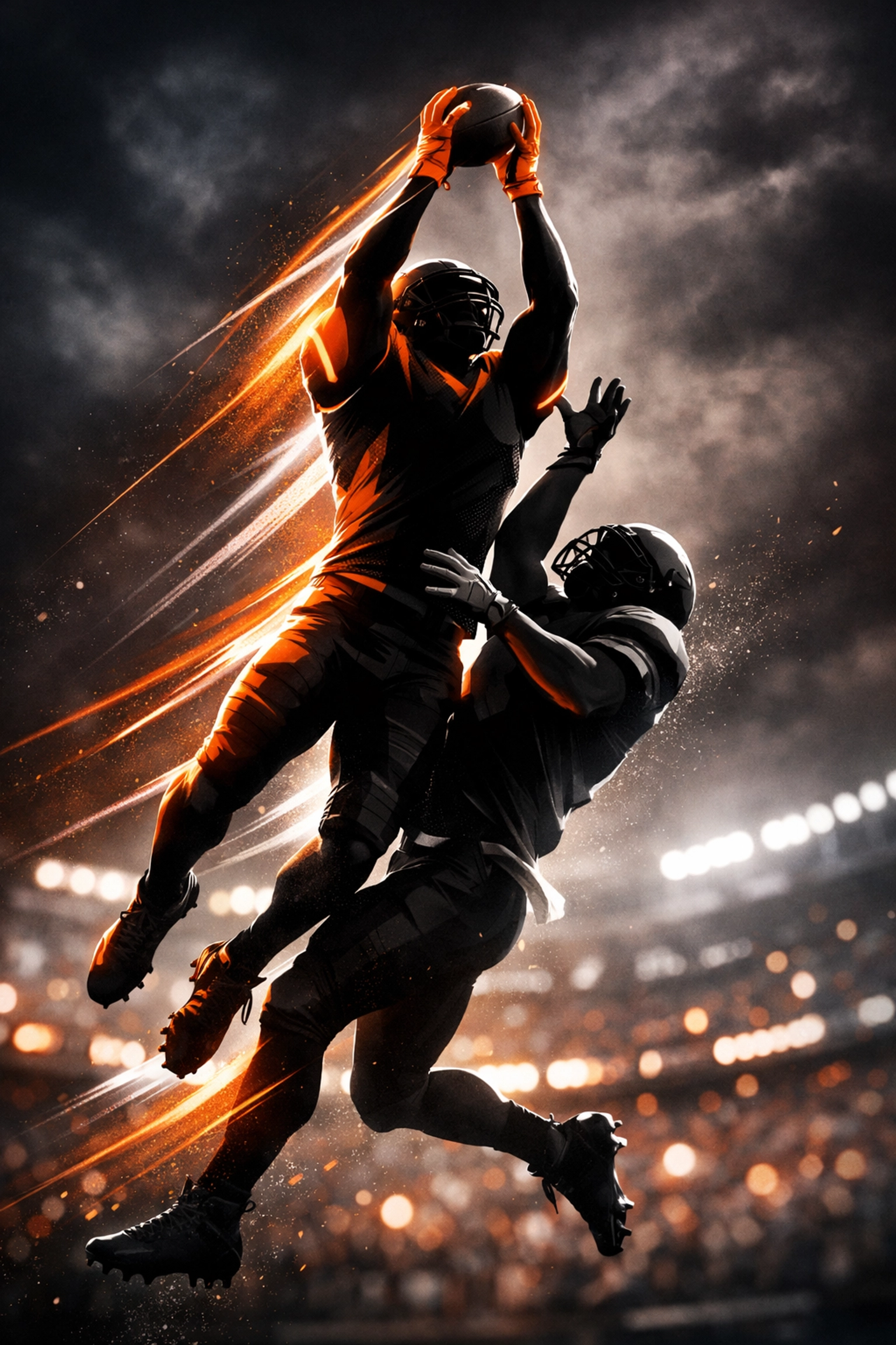 Wide receiver making contested catch in Texas Longhorns uniform