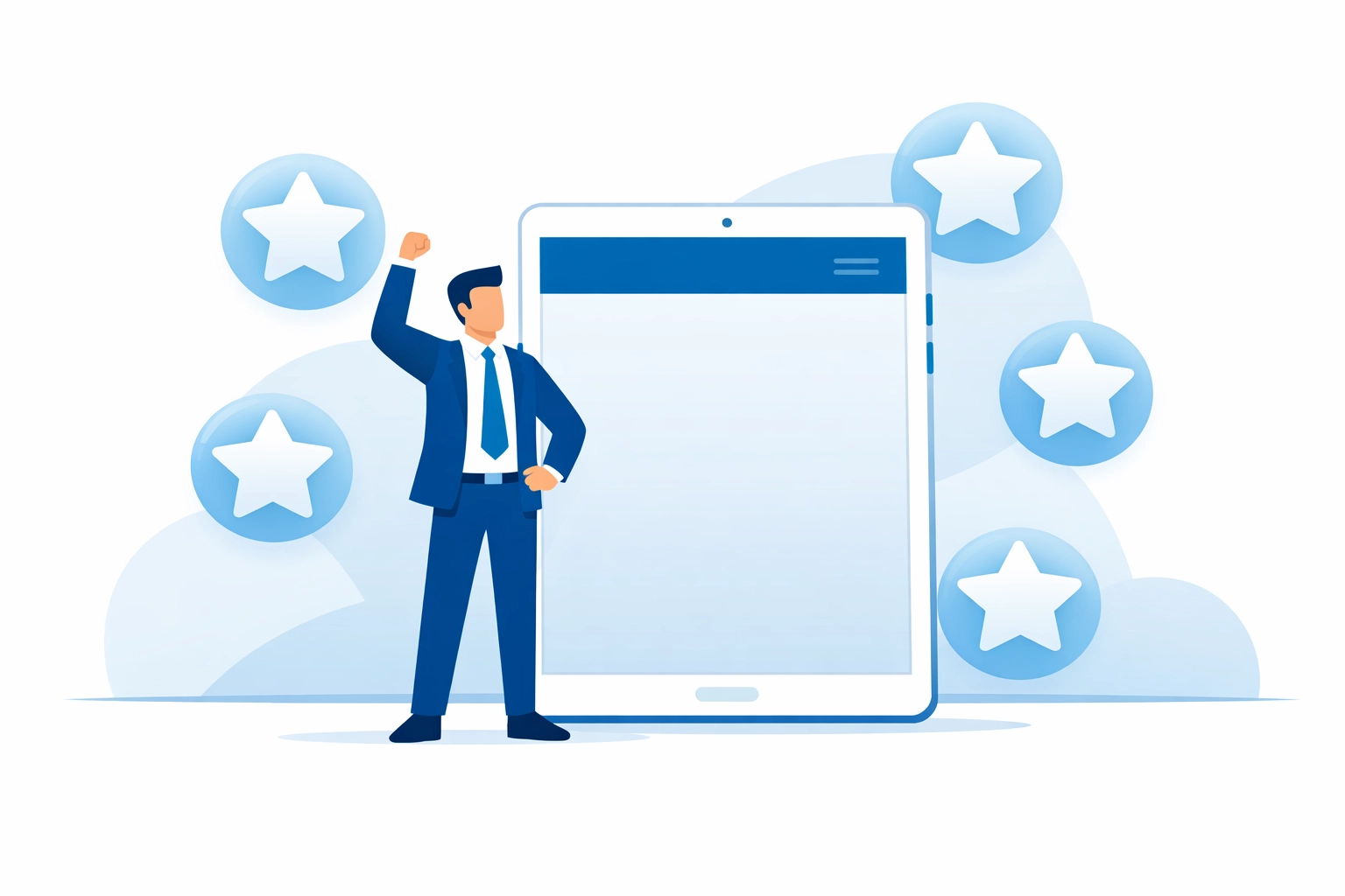 Reputation management illustration showing five-star reviews boosting local SEO for businesses.
