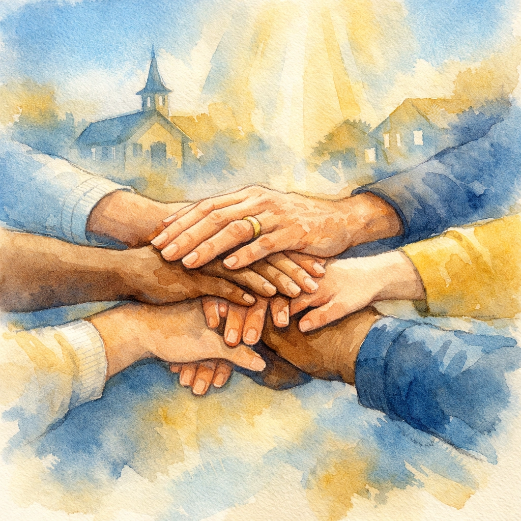 Diverse hands joining together in unity representing Memphis volunteers serving the community