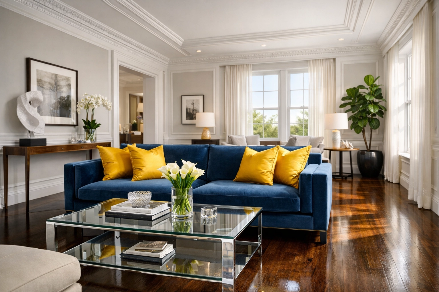 Pristine living room near Worcester Art Museum highlighting expert maid services Worcester for a spotless home.