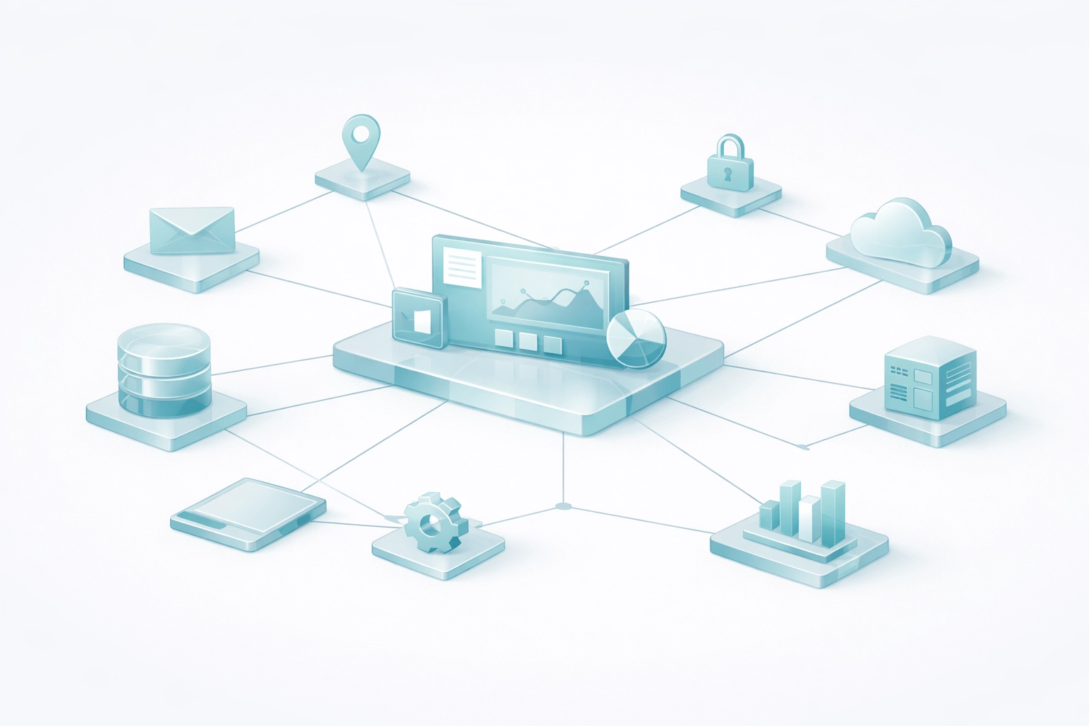 Clean digital network illustration showing organized website structure and technical SEO sitemap connectivity.