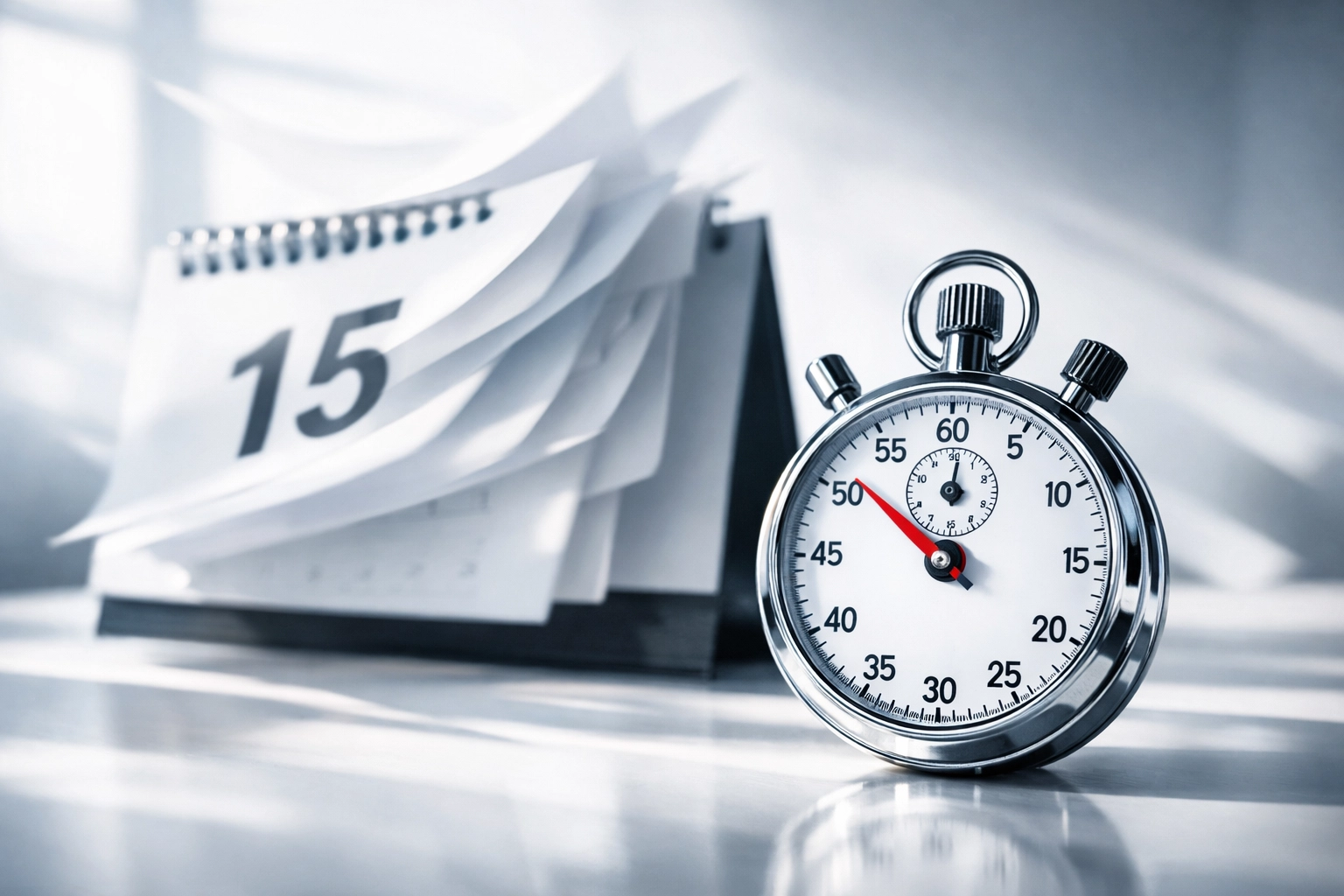 Desk calendar and stopwatch highlighting freelancer tax deadlines and quarterly estimated payment schedules.