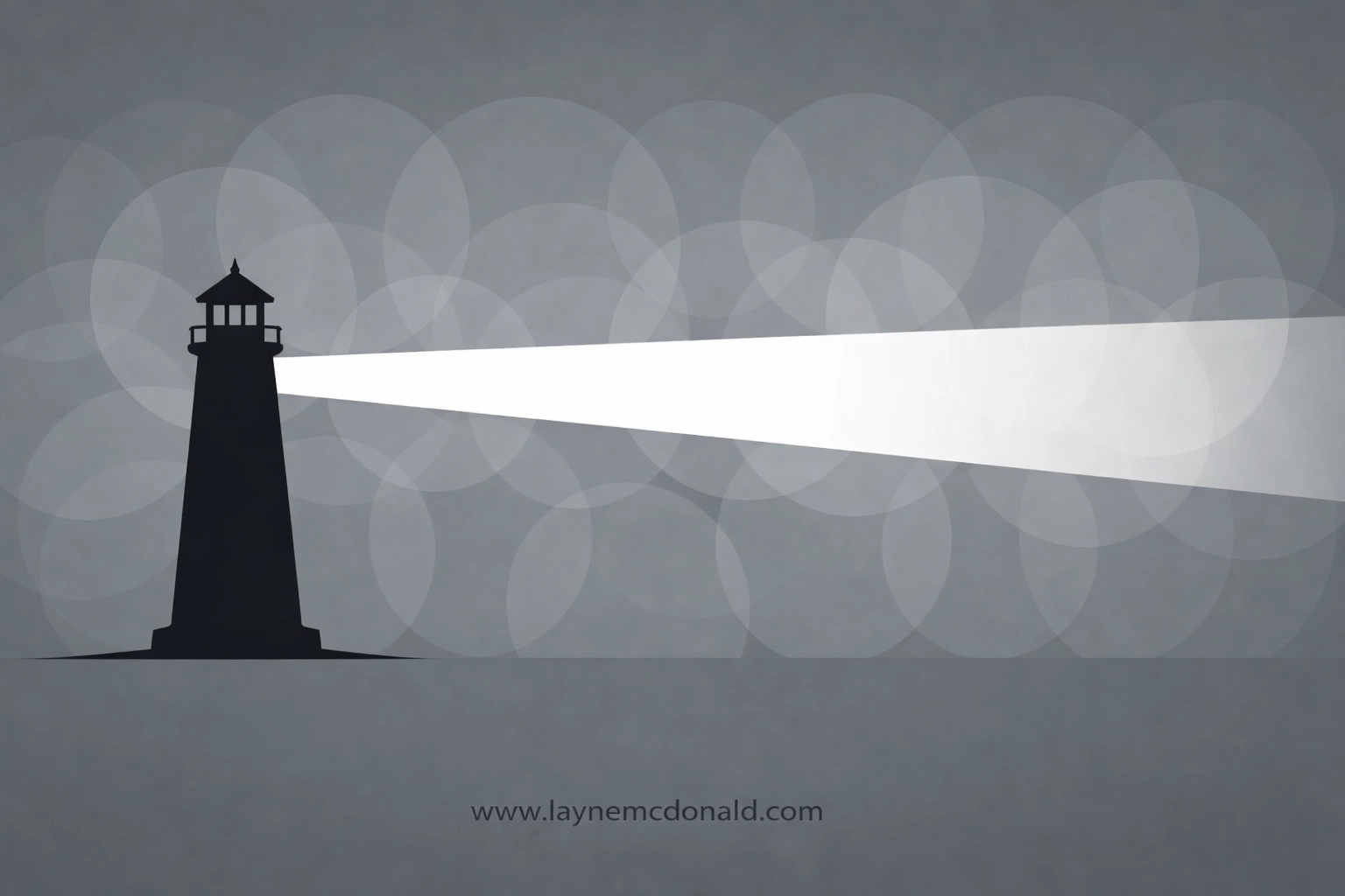 A lighthouse beam cutting through digital noise to symbolize clear vision and mission in faith-based media.