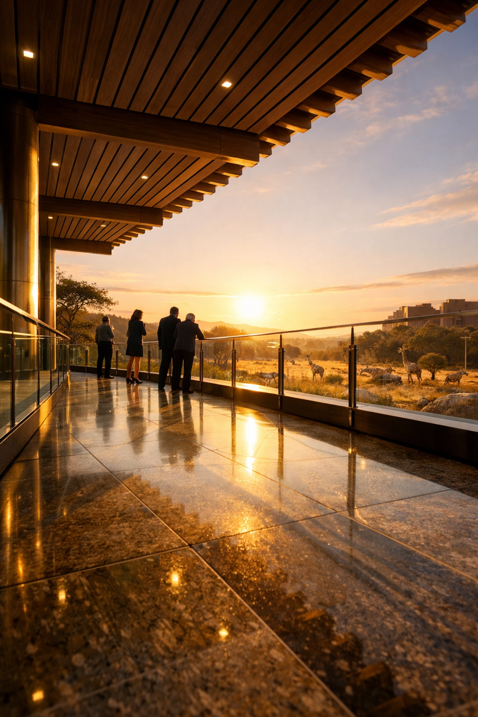High-end zoo viewing plaza showing the prestige of corporate sponsorship and brand placement opportunities.