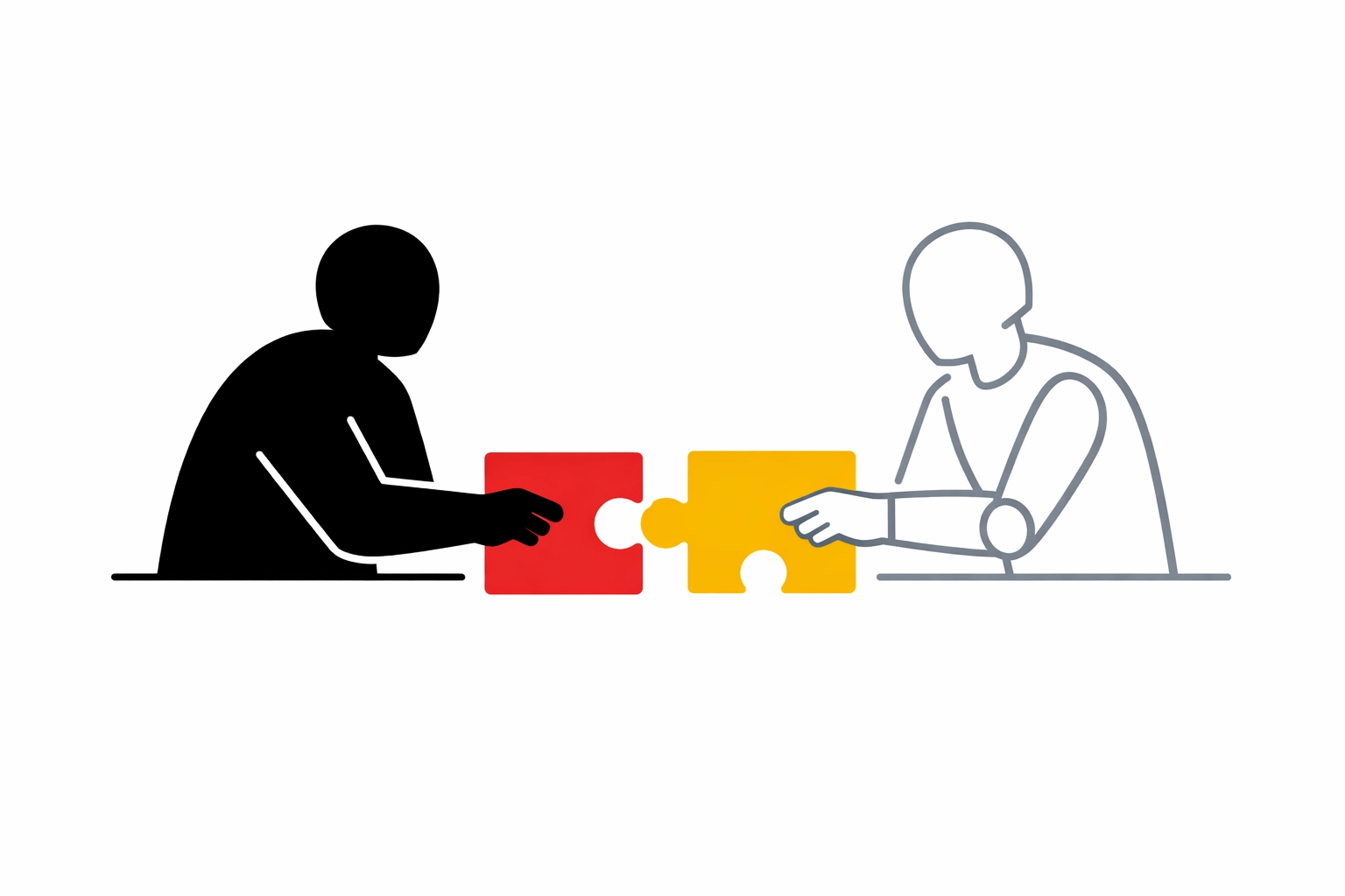 Human and AI agent collaborating on shared tasks illustrating partnership model