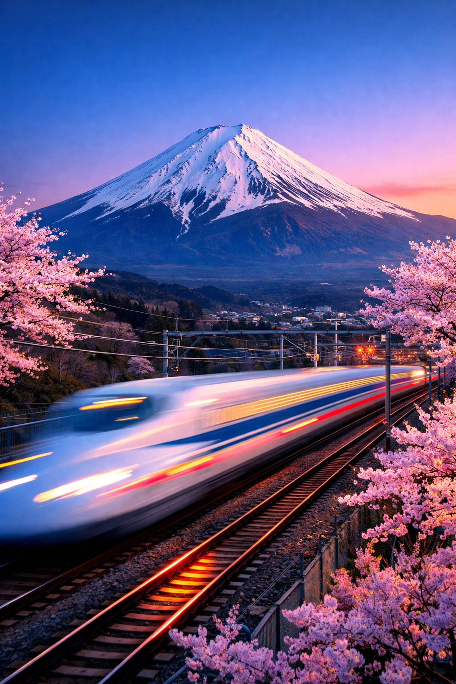 7 Mistakes You’re Making with Image Compression (and How Pixel-Shrink.com Fixes Them) 3 Fast bullet train by Mount Fuji representing the speed and SEO benefits of using WebP image formats.
