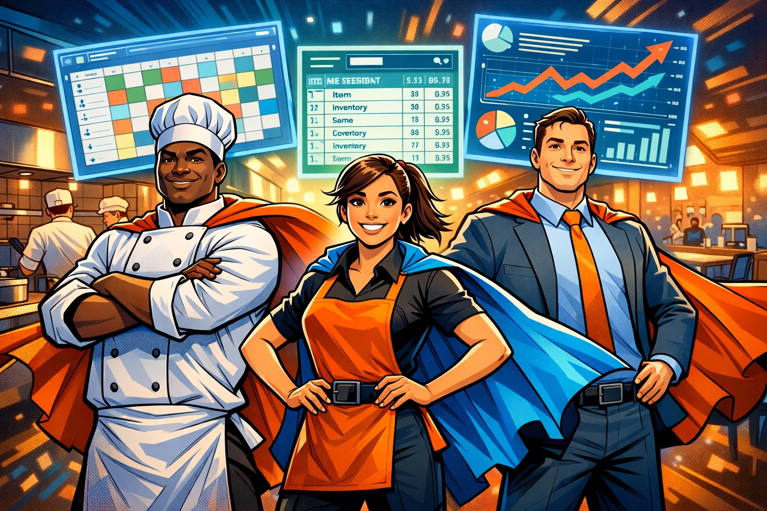 Restaurant team empowered by AI labor management and scheduling technology