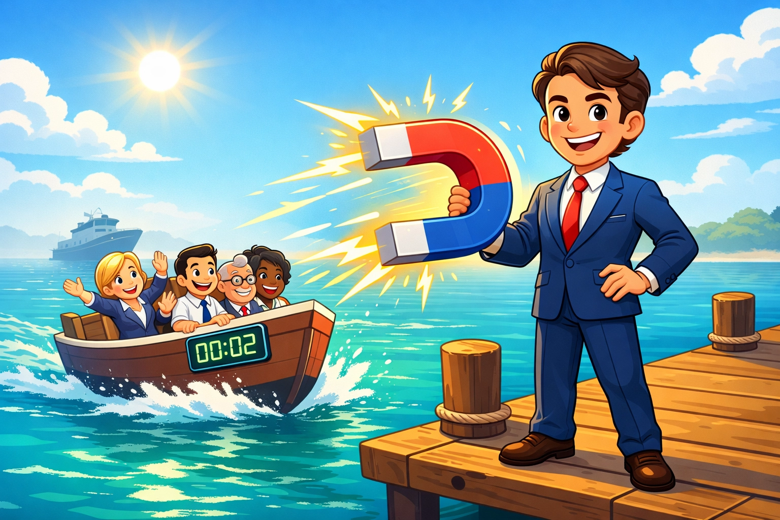 Business professional attracting customers using the 2-minute response rule to improve lead conversion.