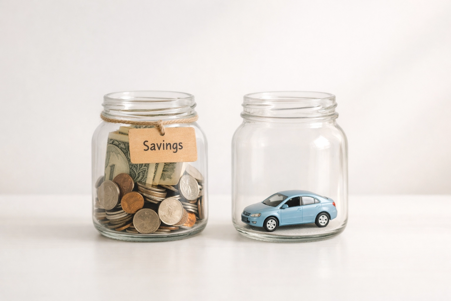 Savings jar and toy car illustrating Pennsylvania auto insurance deductible balance decisions