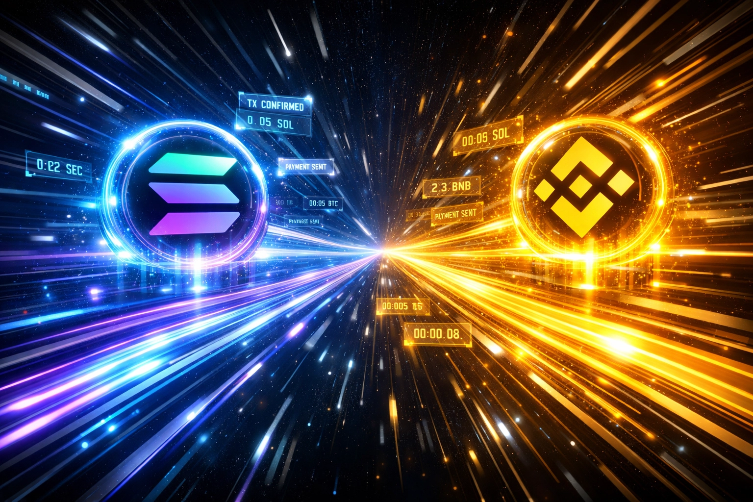 Fast blockchain payment settlement on Solana and Binance Smart Chain with instant transactions
