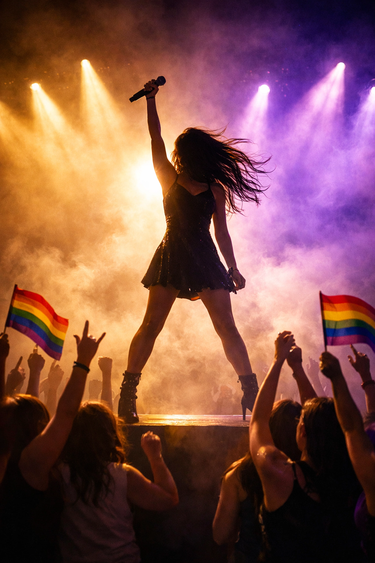 Tina Turner performing on stage inspiring LGBTQ+ fans with her iconic strength and presence