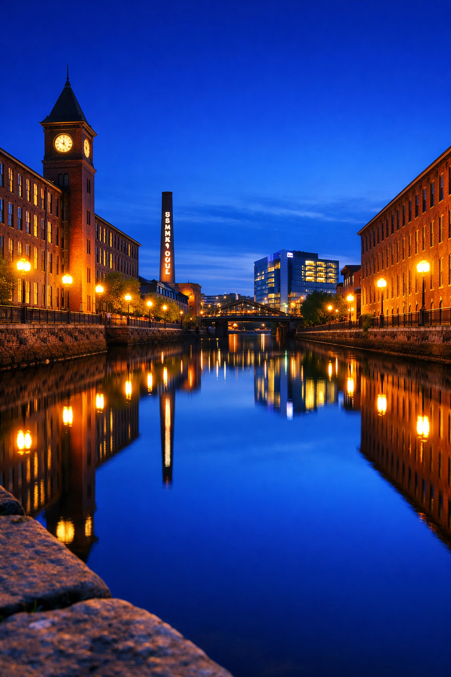 Historic Lowell canal system reflecting the pristine standards of local house cleaning Lowell MA.