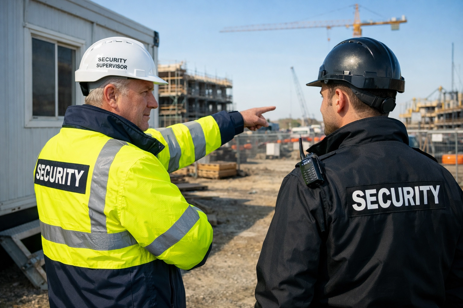 KGFM security supervisor conducting a professional site risk assessment and personal supervision.