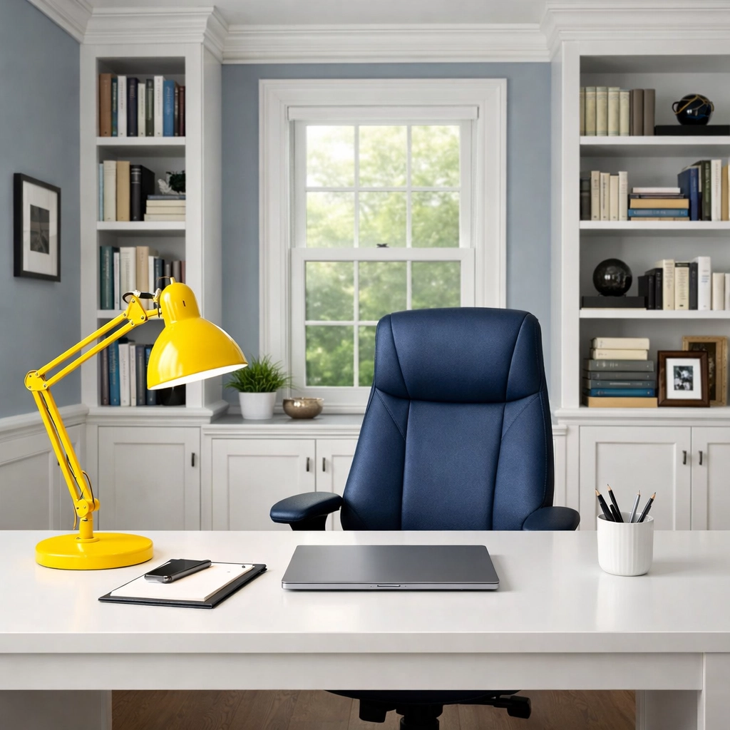 Organized and dust-free home office in Kingston, maintained by weekly house cleaning services.