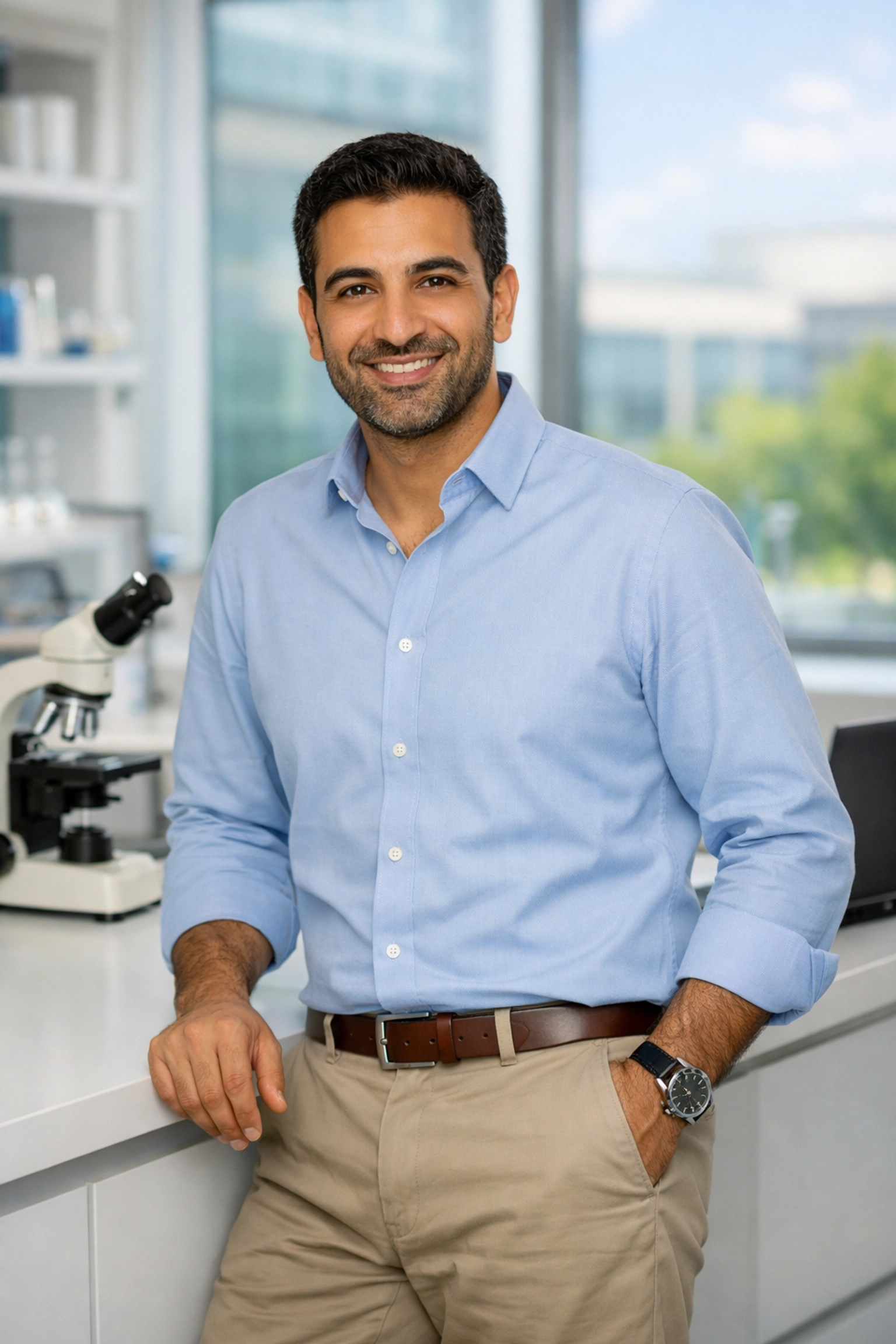 Professional researcher in a modern office representing a J-1 visa holder seeking a persecution waiver.