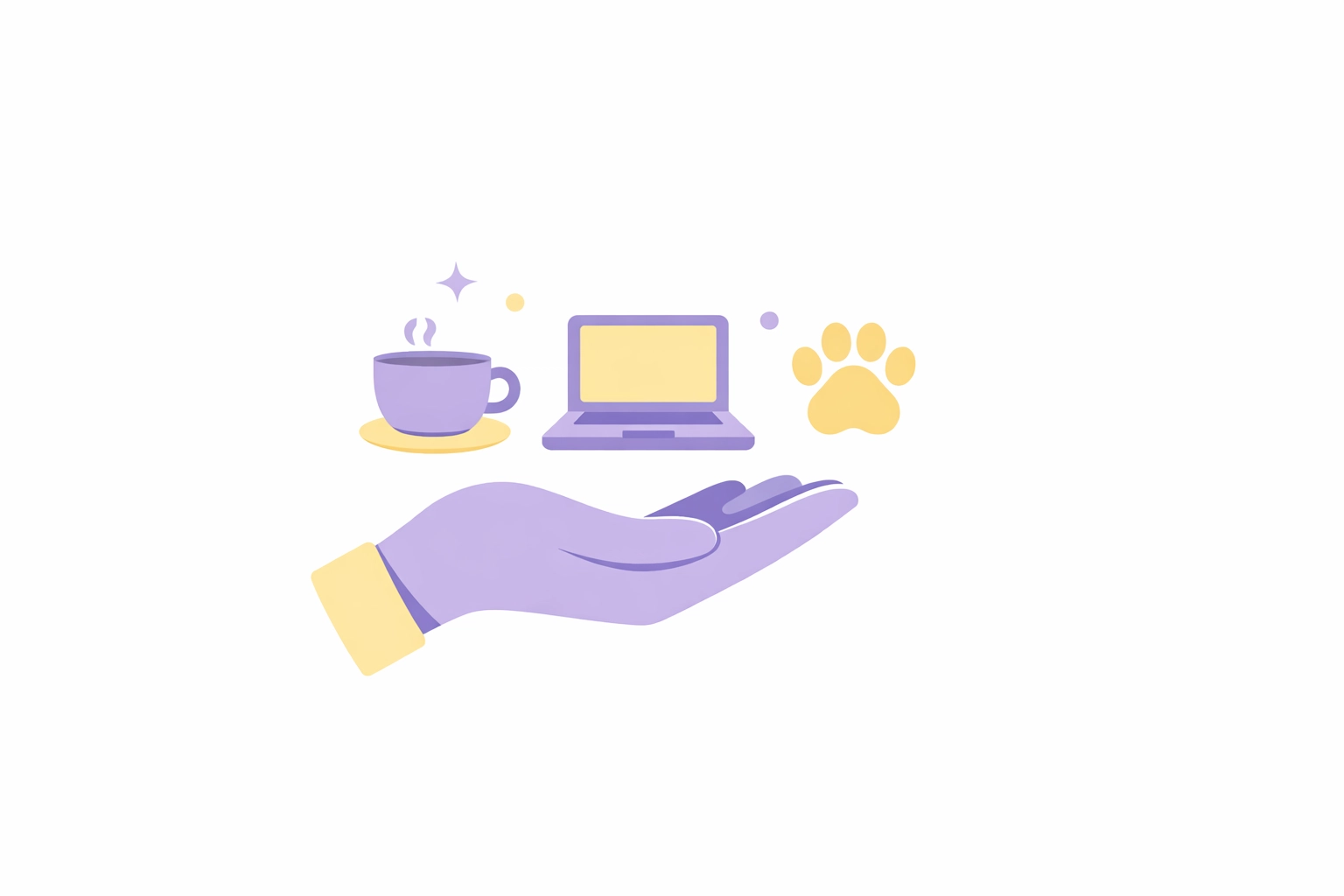 Personalized travel icons for work, coffee, and pets used by an AI concierge.