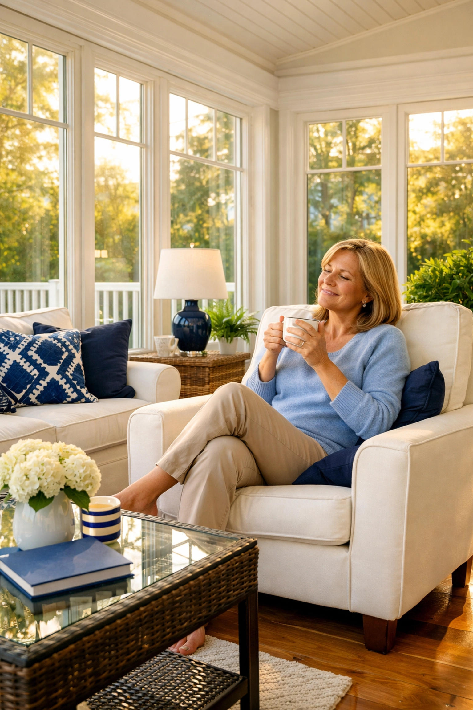A relaxed homeowner enjoying the peace of mind after expert deep cleaning in North Andover.