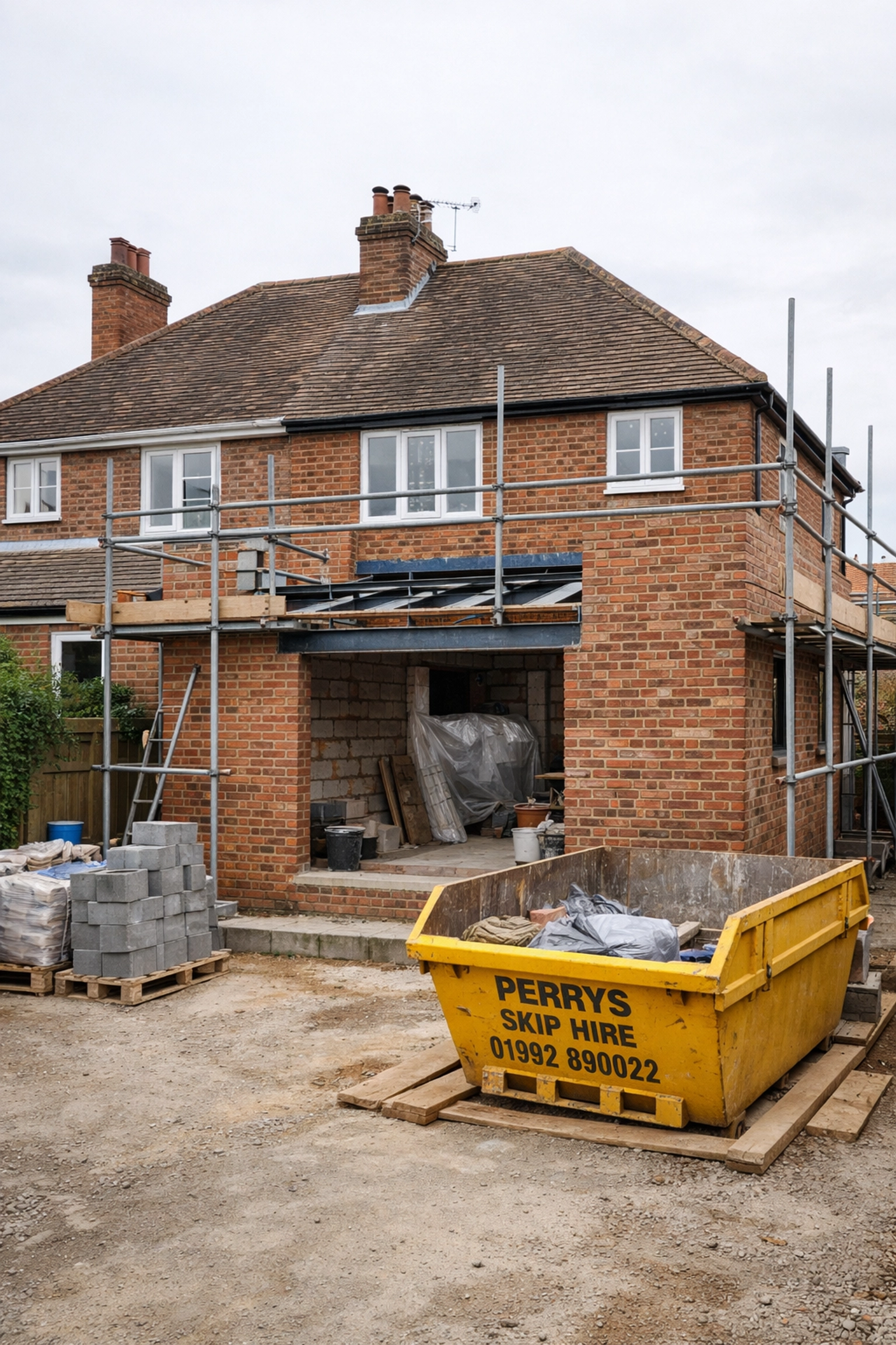 Professional house extension in Epping with high-quality brickwork on a traditional semi-detached home.