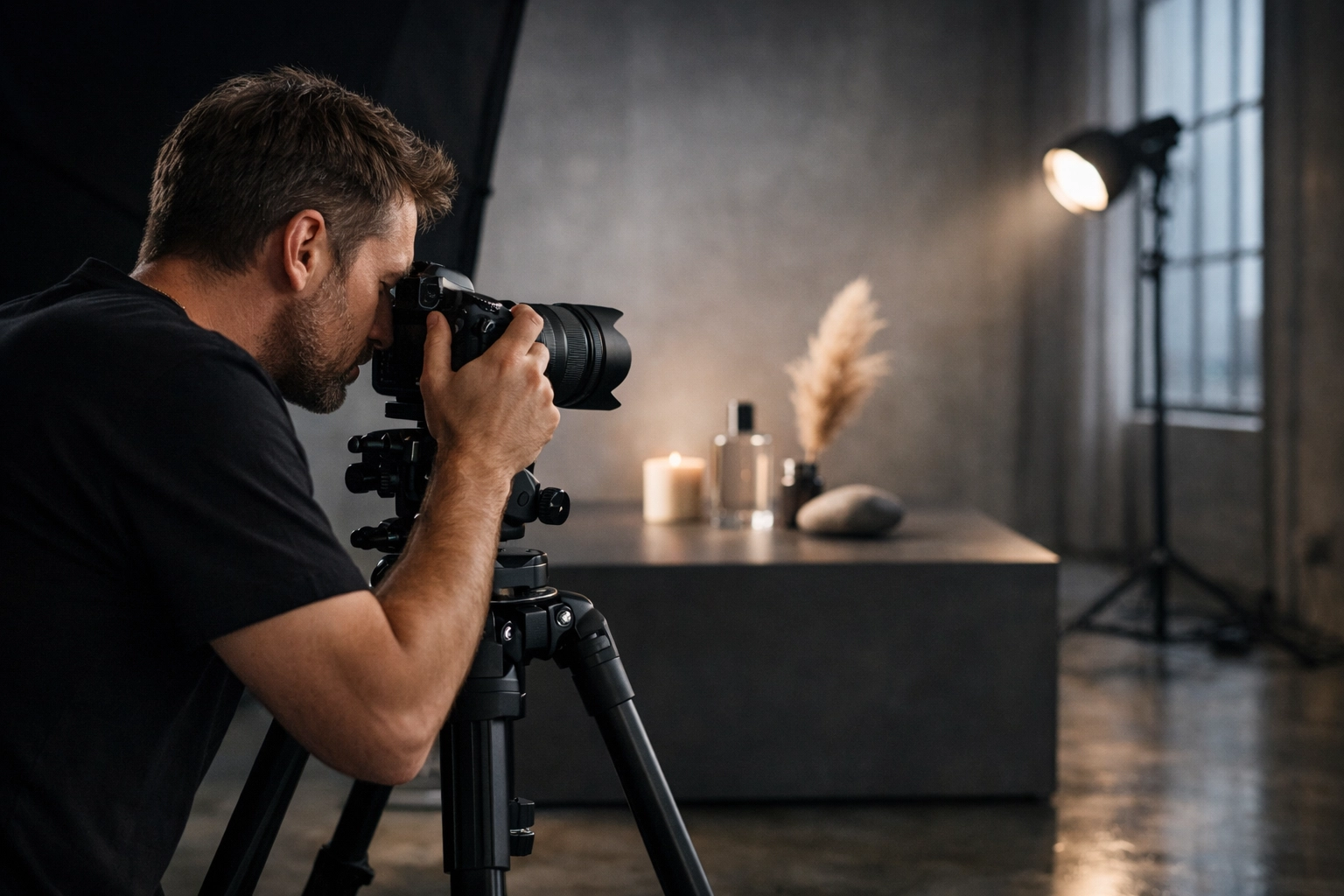 Professional photographer working in a high-end studio for commercial clients on Proshoot.io.