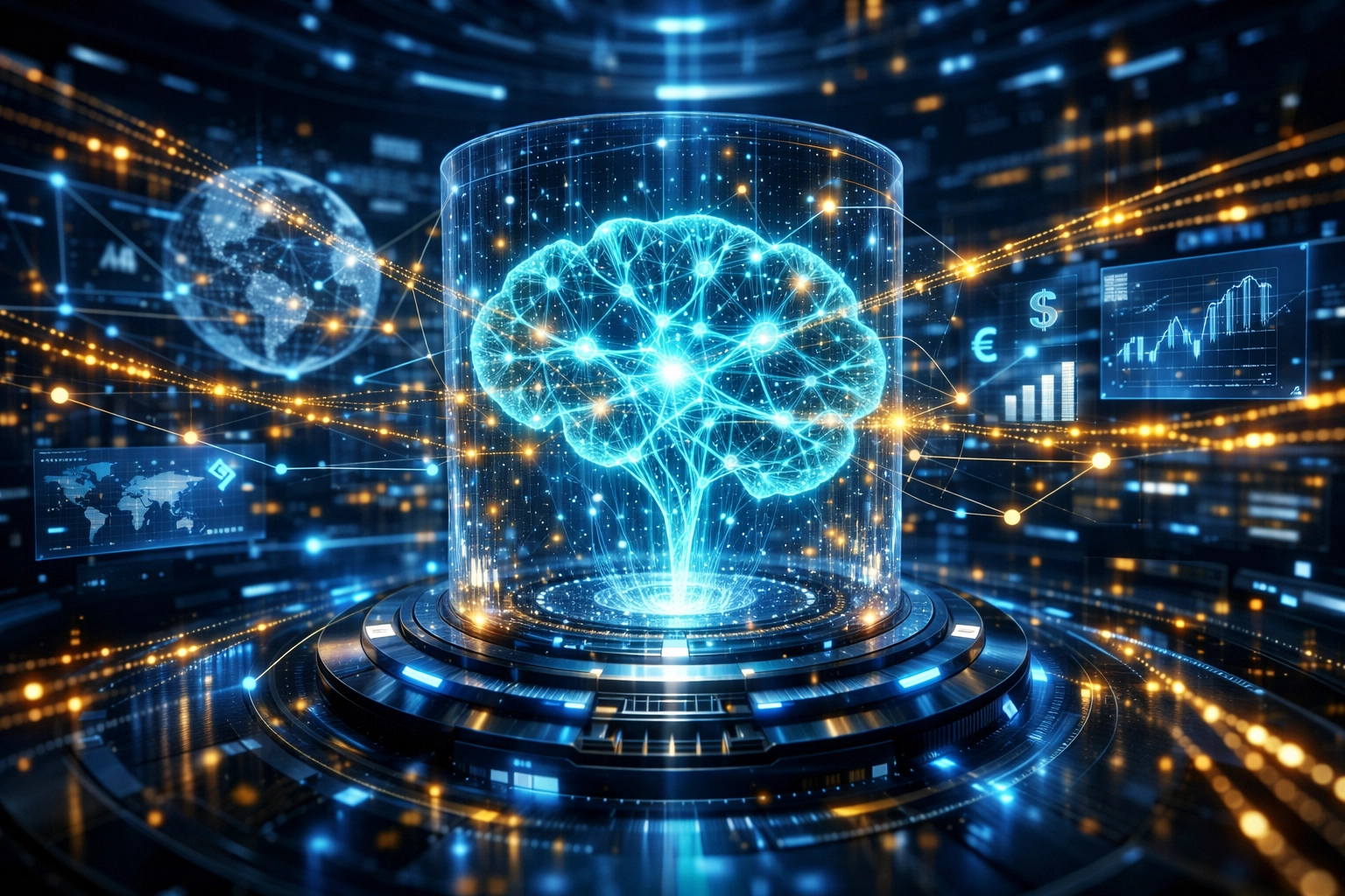 AI-driven neural network visualizing secure global crypto payment flows within the Larecoin ecosystem.