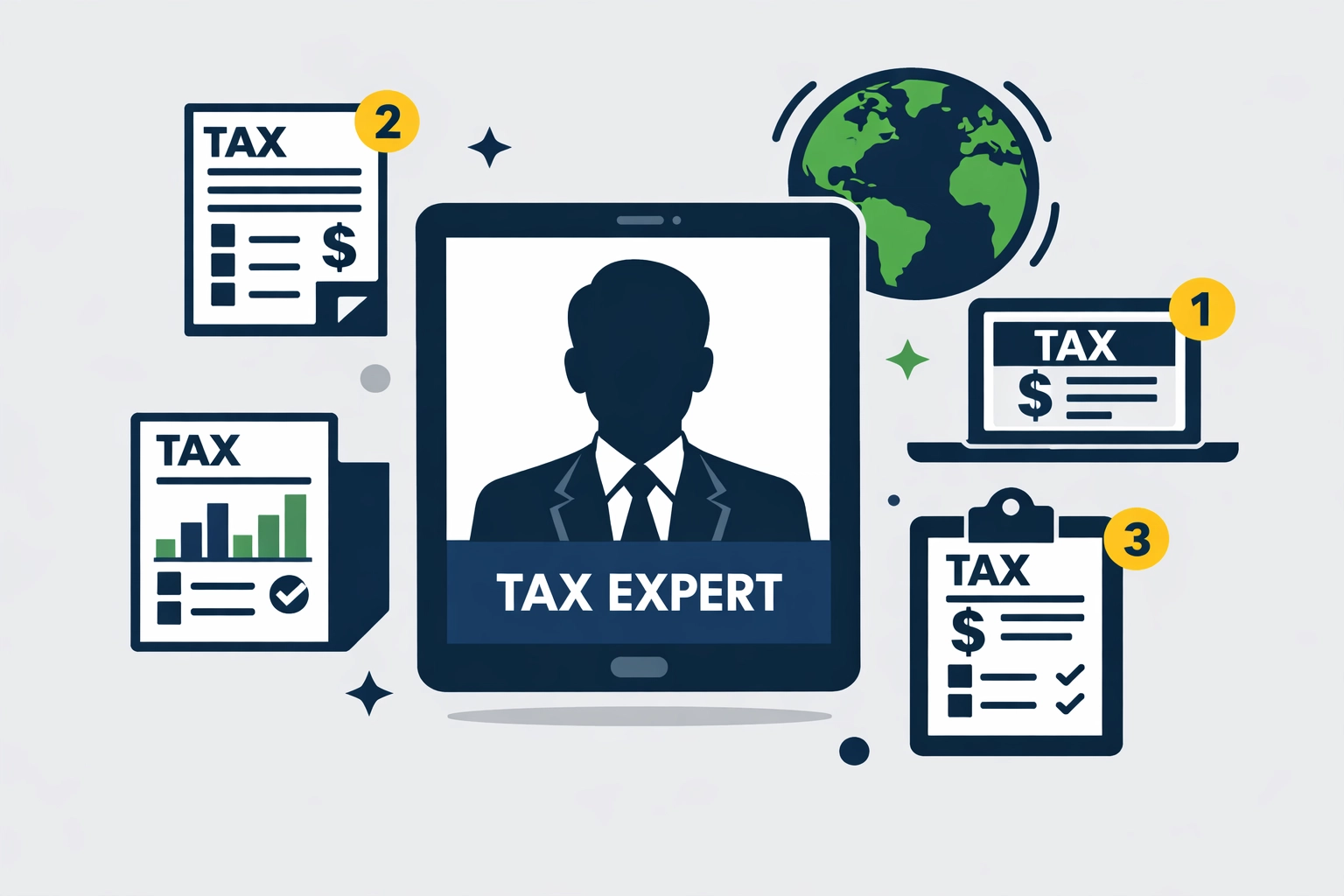 Virtual tax professional providing concierge financial services via a secure digital portal on a tablet.