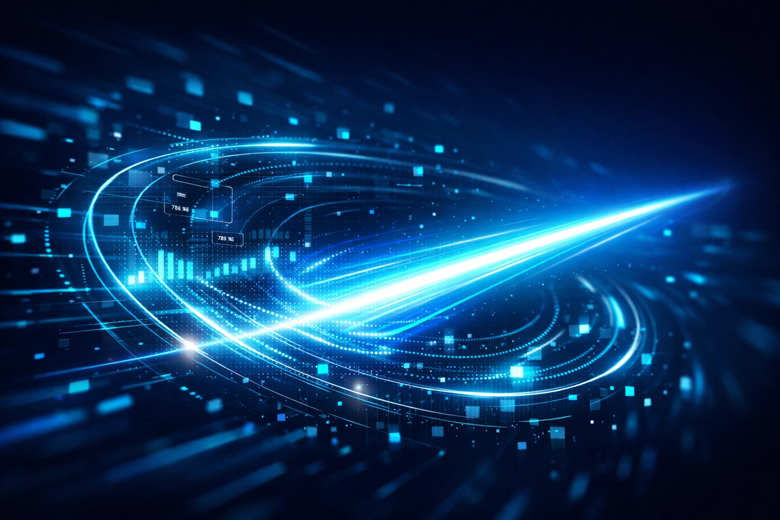 Abstract light trail representing instant lead response speed for small businesses.