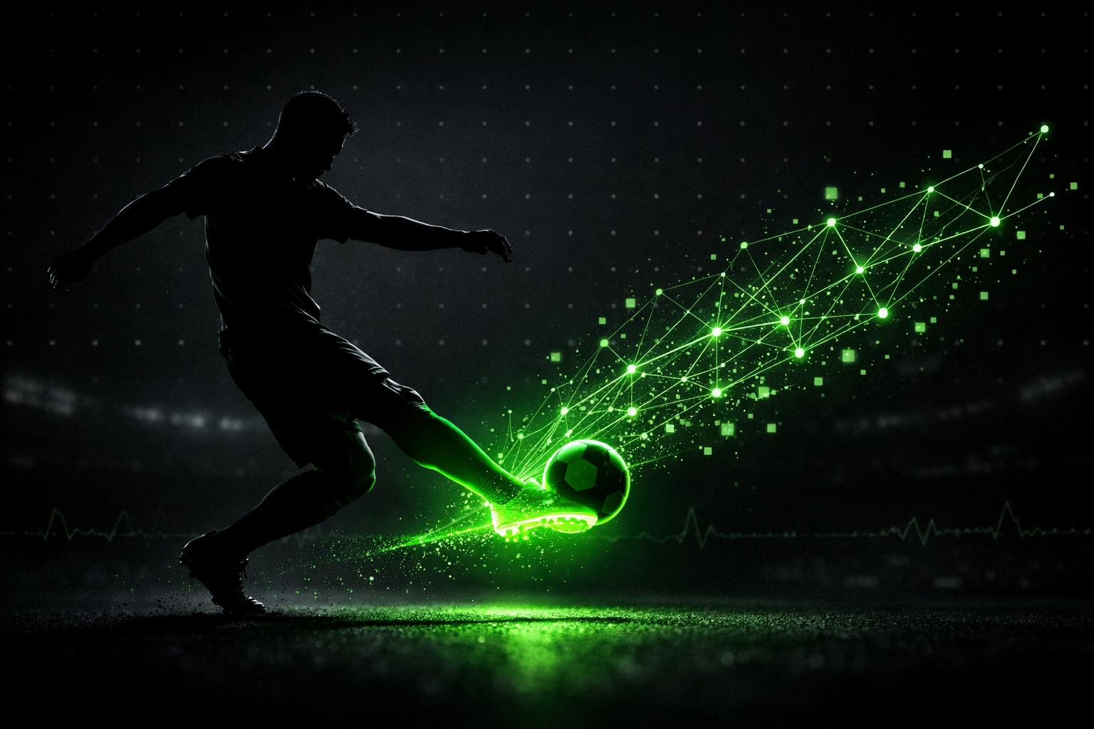 Data visualization of a football striker's shot trajectory showing goal probability and finishing ability.