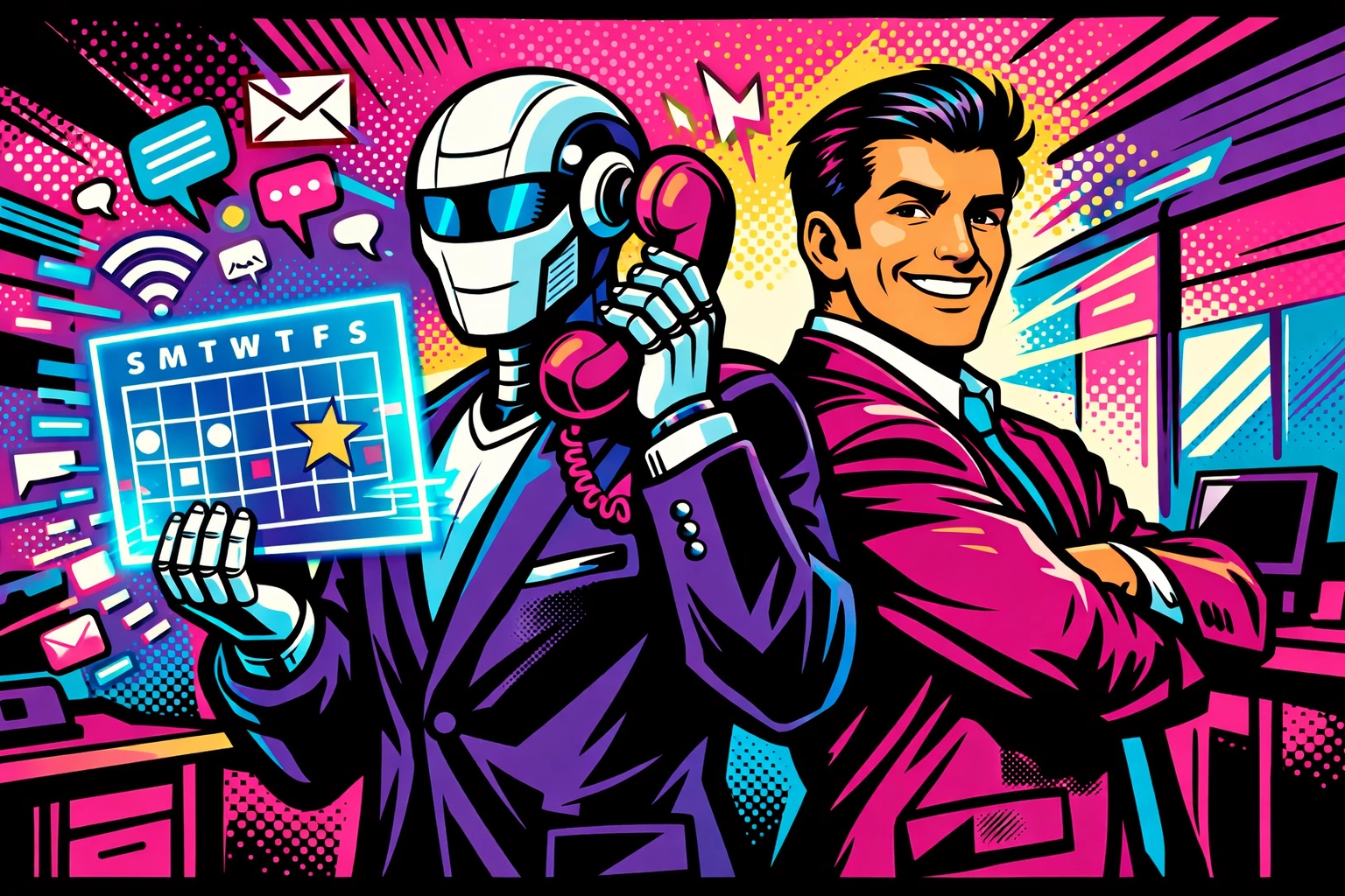 Entrepreneur partnering with an AI assistant for small business to manage daily workflows.