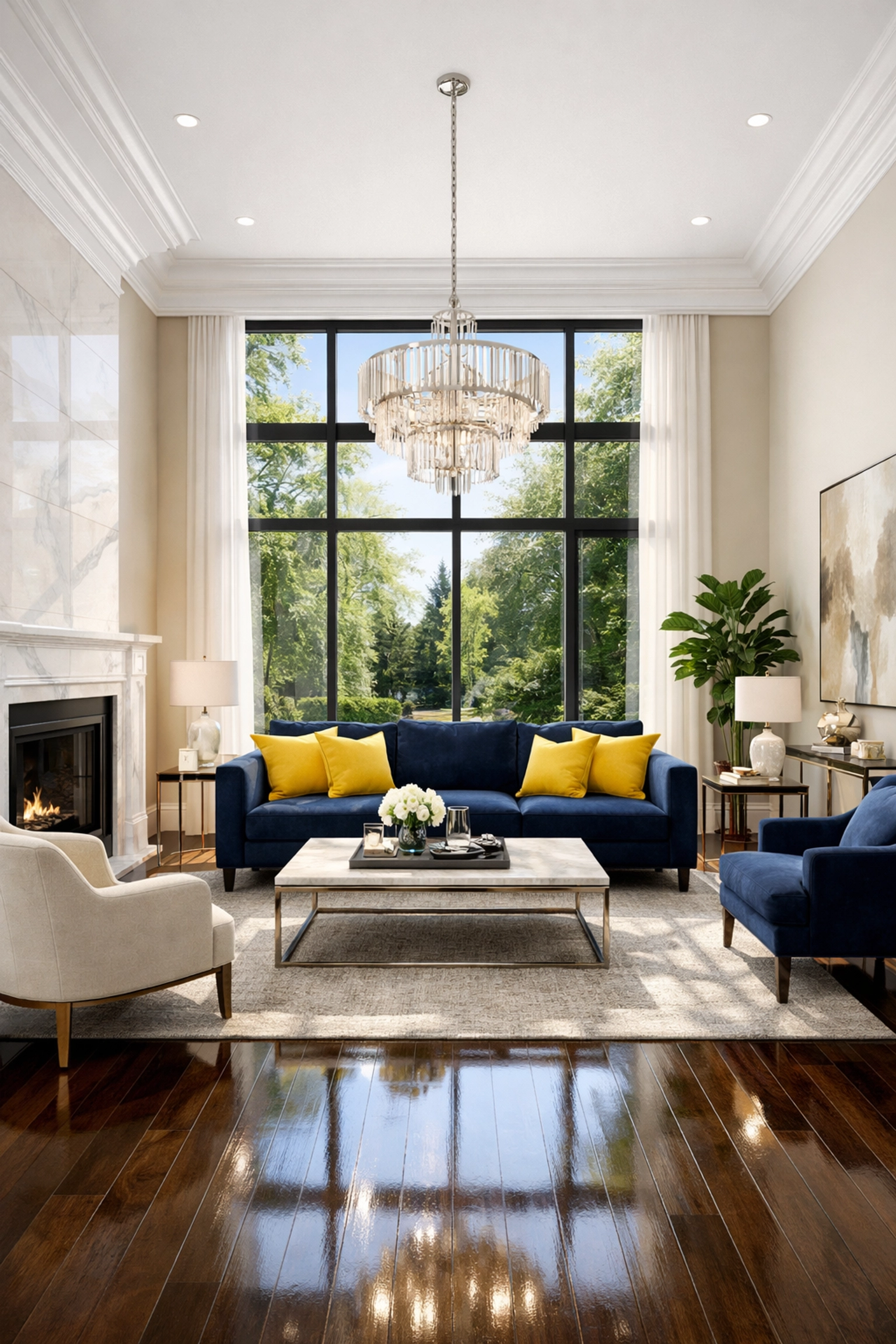 Spotless living room after a professional deep clean in Southborough with dust-free hardwood floors.