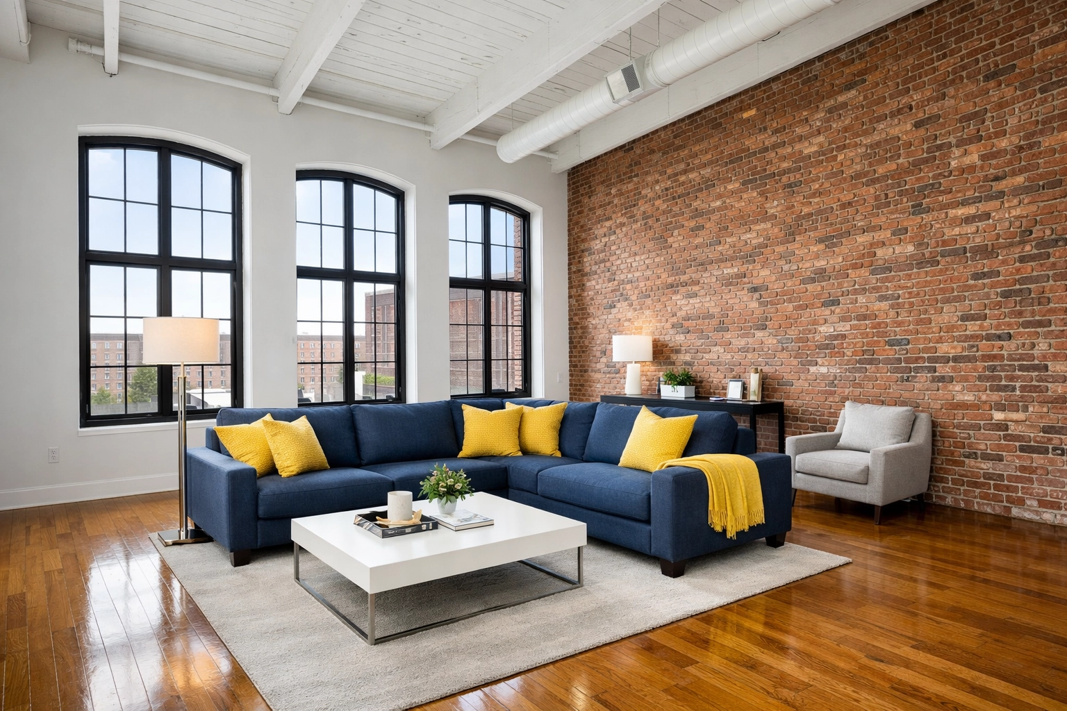 Spotless modern Lowell loft conversion showing the results of professional house cleaning Lowell MA.