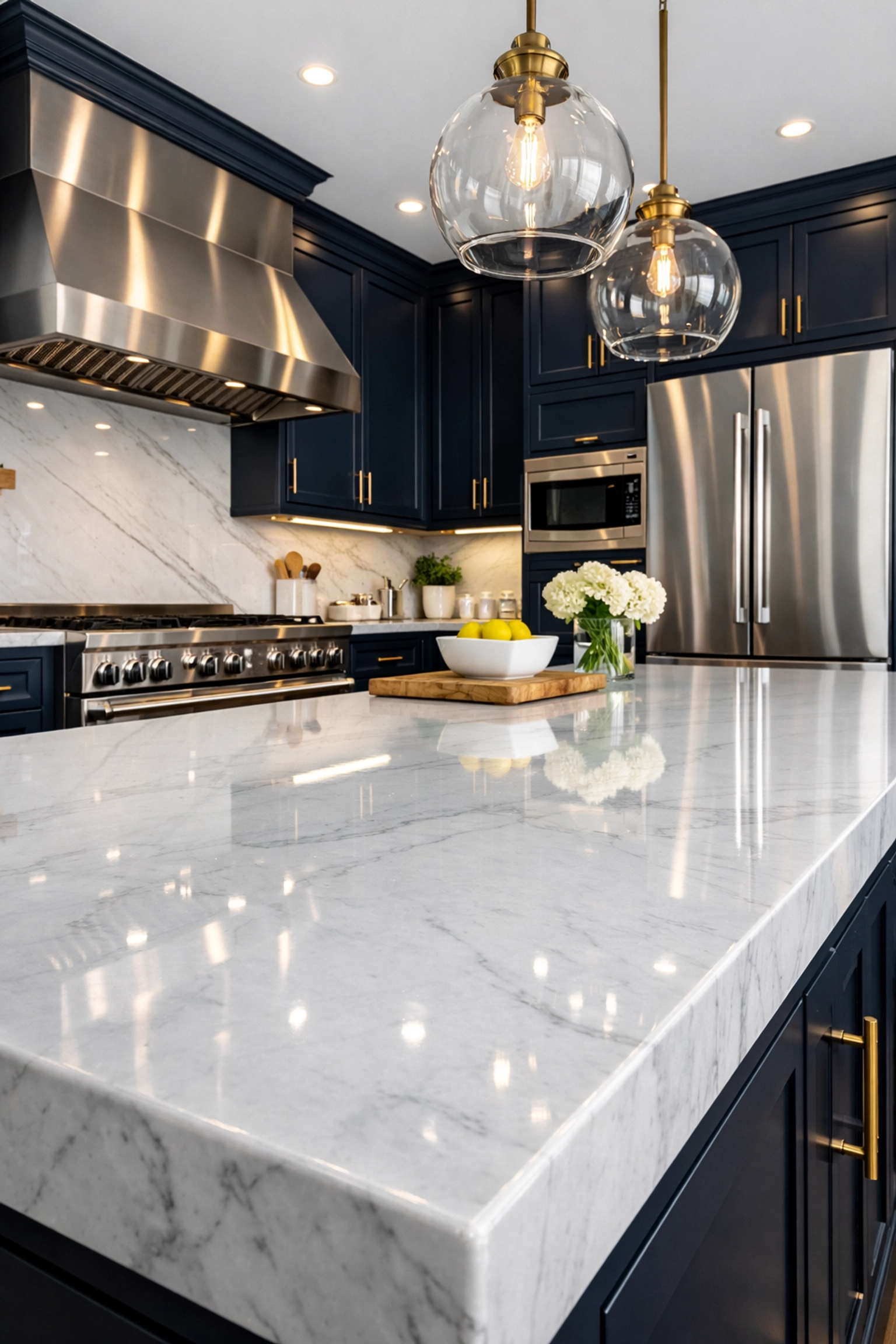 Deep cleaned high-end kitchen in Massachusetts with streak-free surfaces and polished appliances.