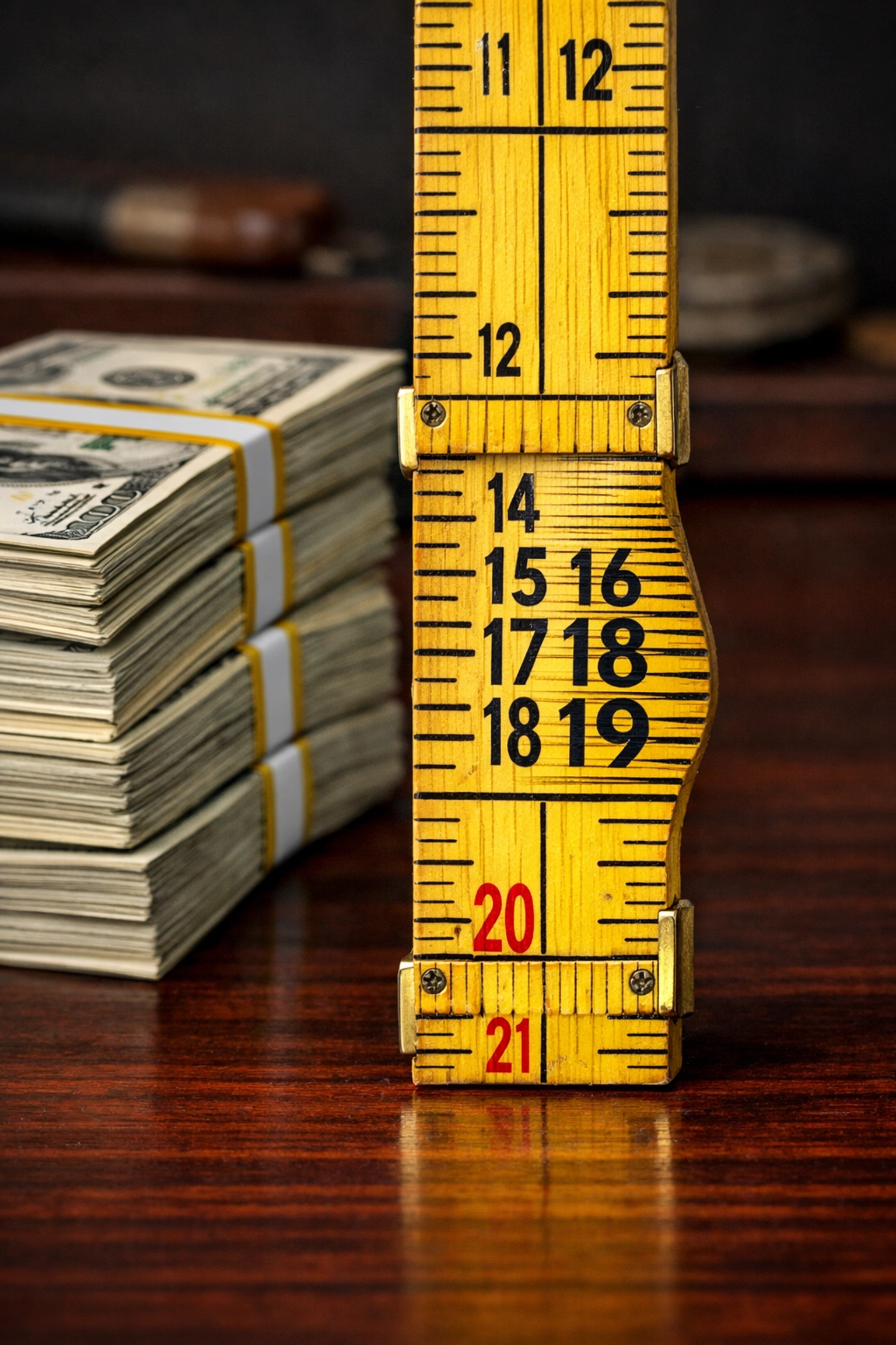 A warped ruler measuring cash, showing how official inflation data fails to reflect your real paycheck value.