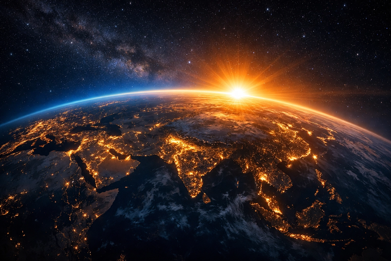 Earth from space showing continents at night symbolizing global missions reaching unreached people groups