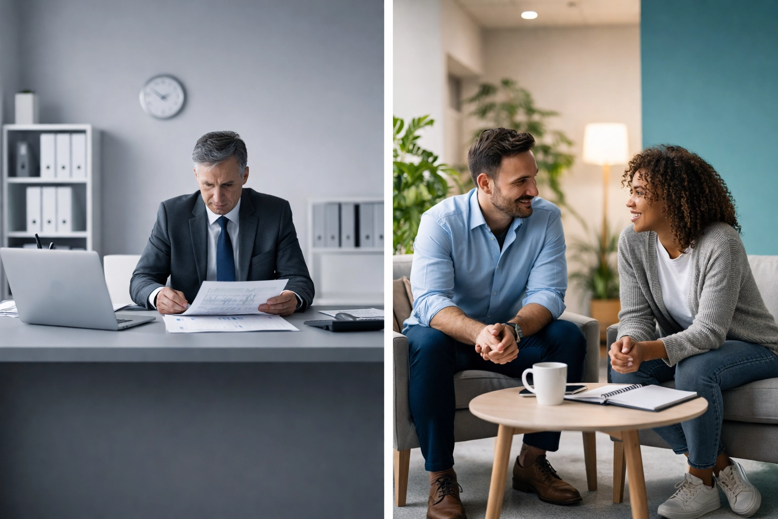 Comparison of a disconnected manager and an engaged leader illustrating differences in leadership styles